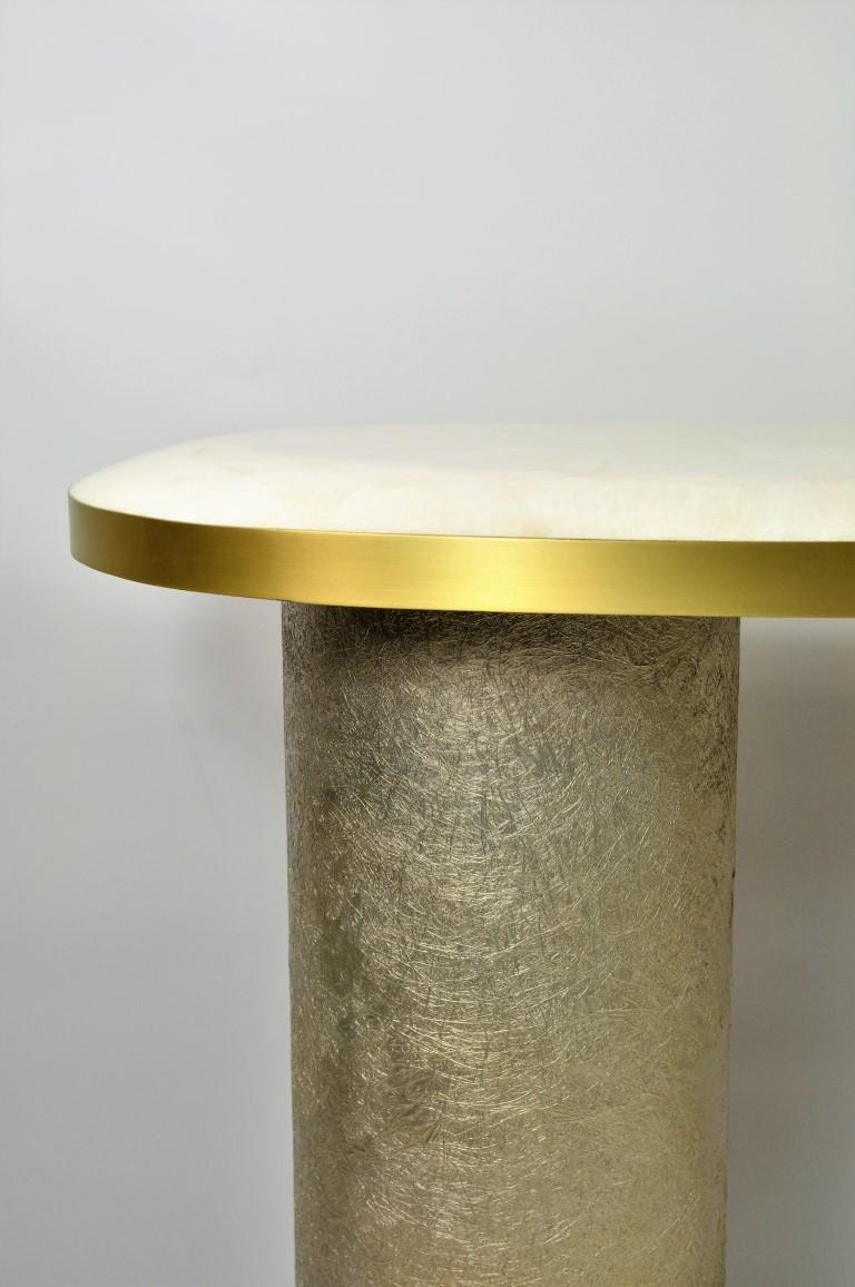 French Rock Crystal and Brass Console by Ginger Brown