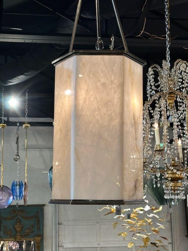 Rock Crystal and Brass Lanterns In Good Condition For Sale In Dallas, TX