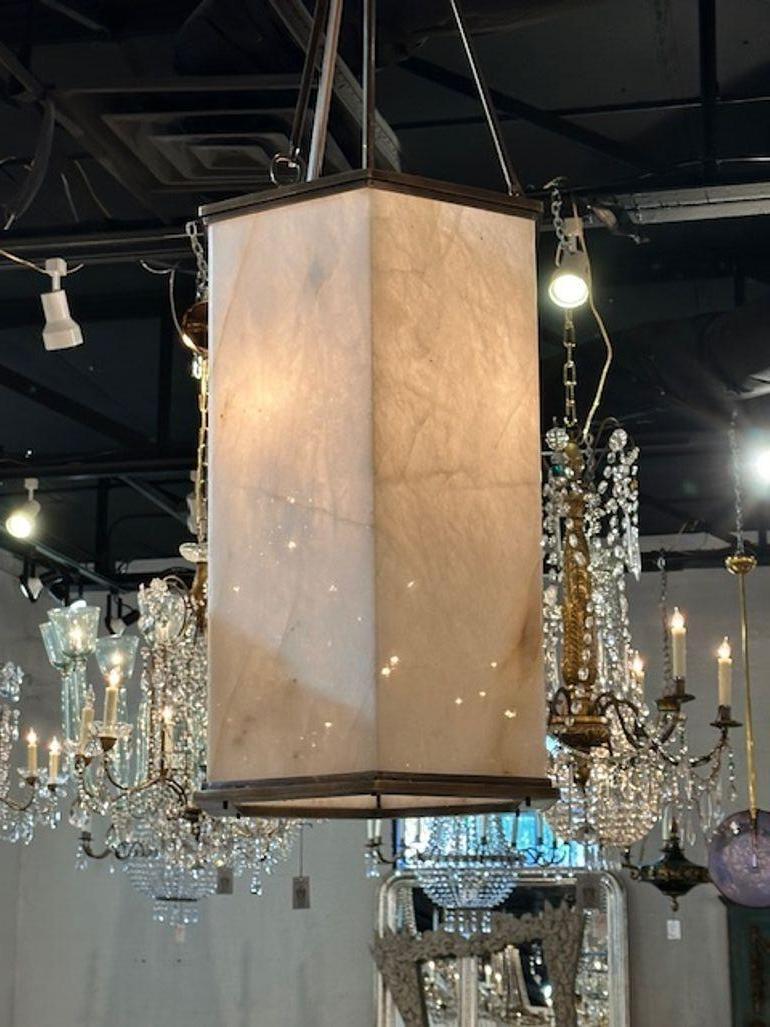 Contemporary Rock Crystal and Brass Lanterns For Sale