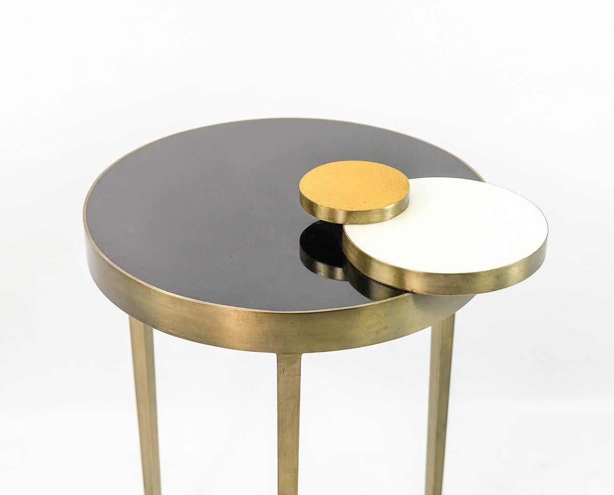 Hand-Crafted Rock Crystal and Brass Nesting Tables by Ginger Brown For Sale