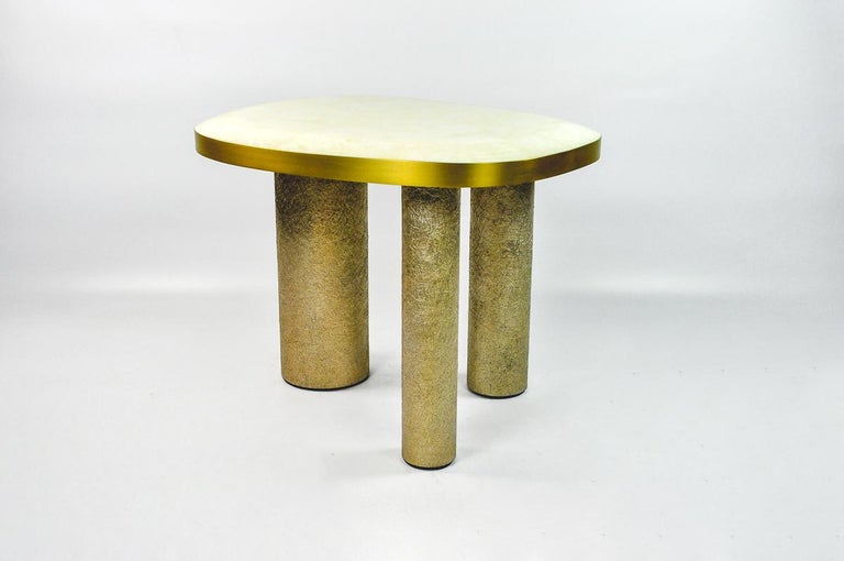 French Rock Crystal and Brass Table by Ginger Brown For Sale