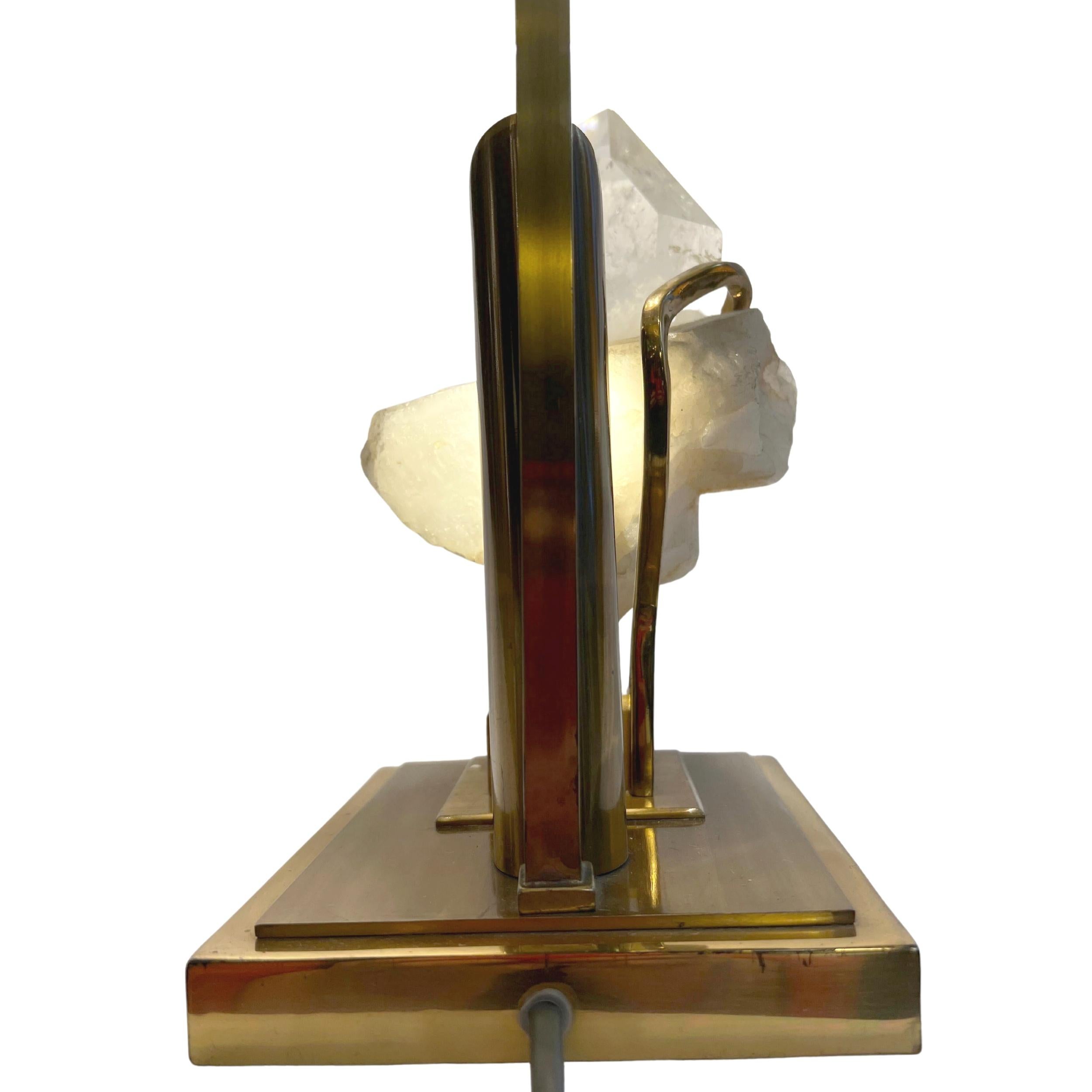 Late 20th Century Rock Crystal and Brass Table Lamp, Willy Daro, 1970 For Sale