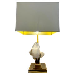 Rock Crystal and Brass Table Lamp, Willy Daro, 1970