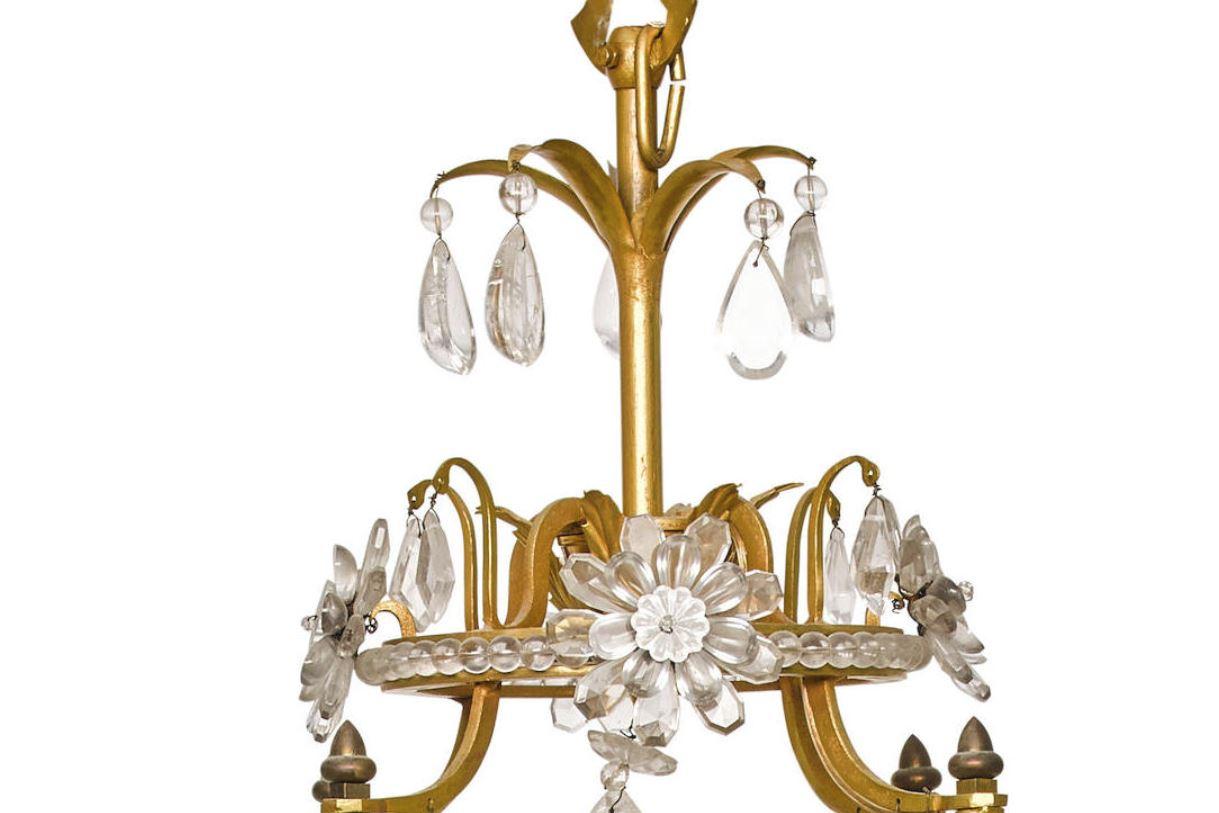 Rock Crystal and Bronze 17-Light Chandelier, circa 1900 In Excellent Condition For Sale In Cypress, CA