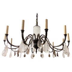 Vintage Rock Crystal and Bronze Chandelier