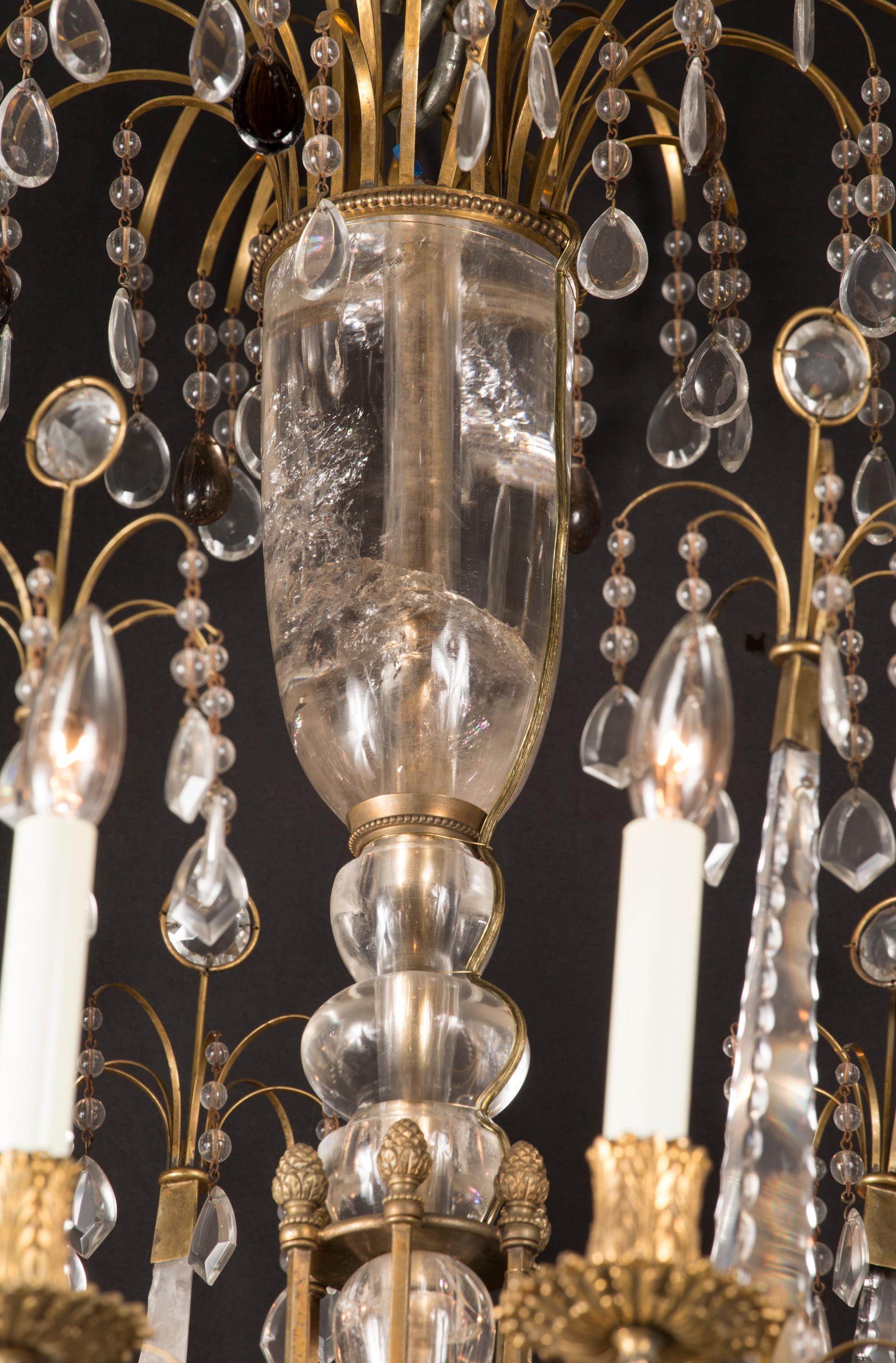 Rock Crystal and Bronze D’Ore Chandelier, Russian 19th Century In Excellent Condition For Sale In New Orleans, LA