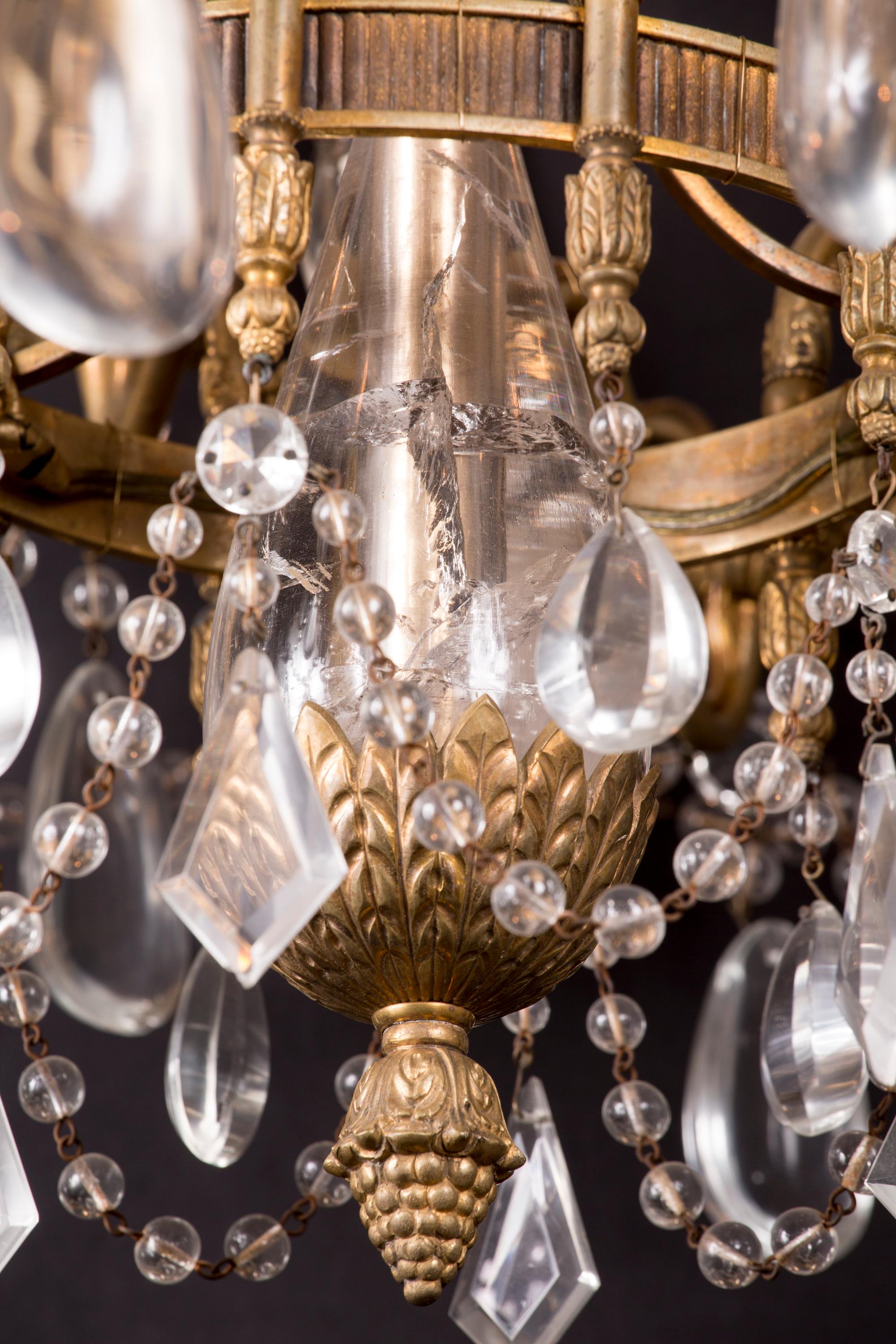 Rock Crystal and Bronze D’Ore Chandelier, Russian 19th Century For Sale 1