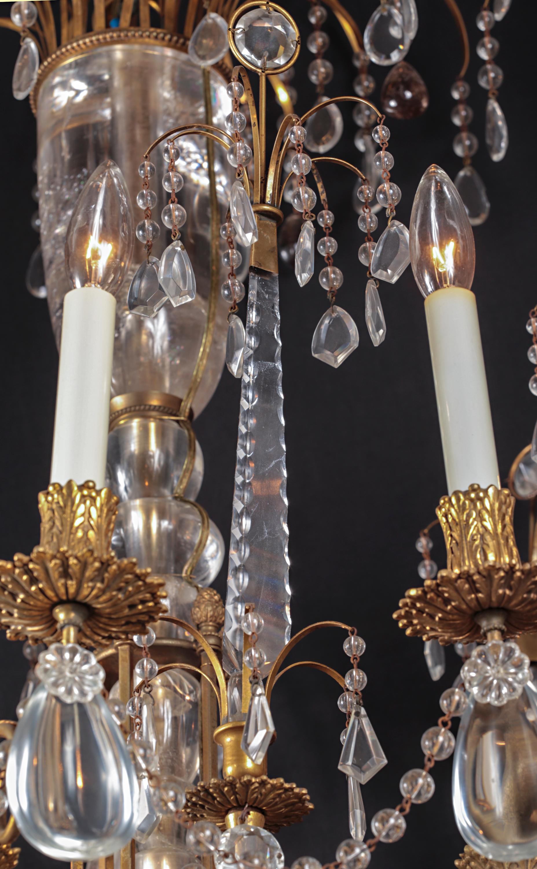 Rock Crystal and Bronze D’Ore Chandelier, Russian 19th Century For Sale 2