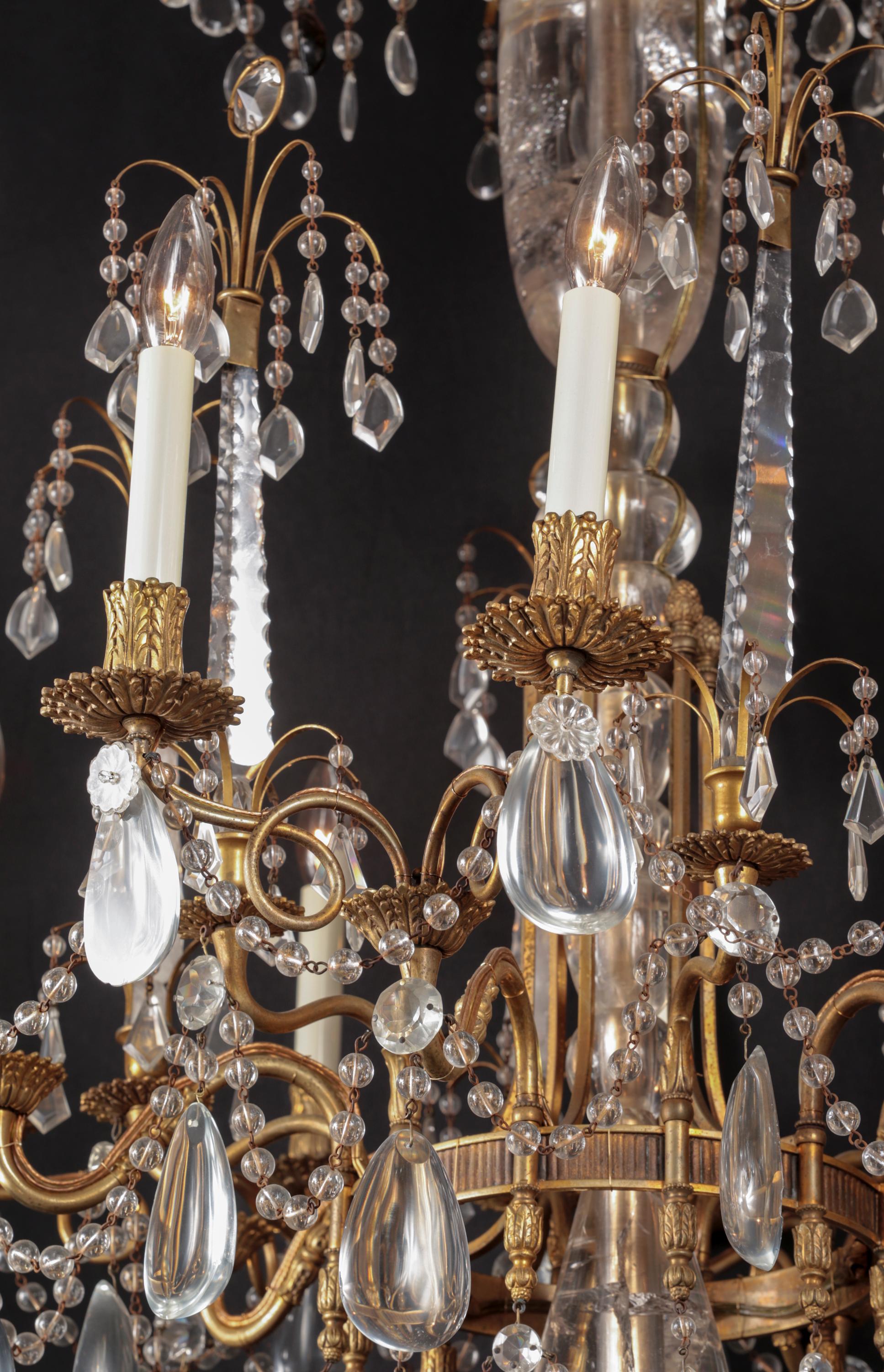 Rock Crystal and Bronze D’Ore Chandelier, Russian 19th Century For Sale 3