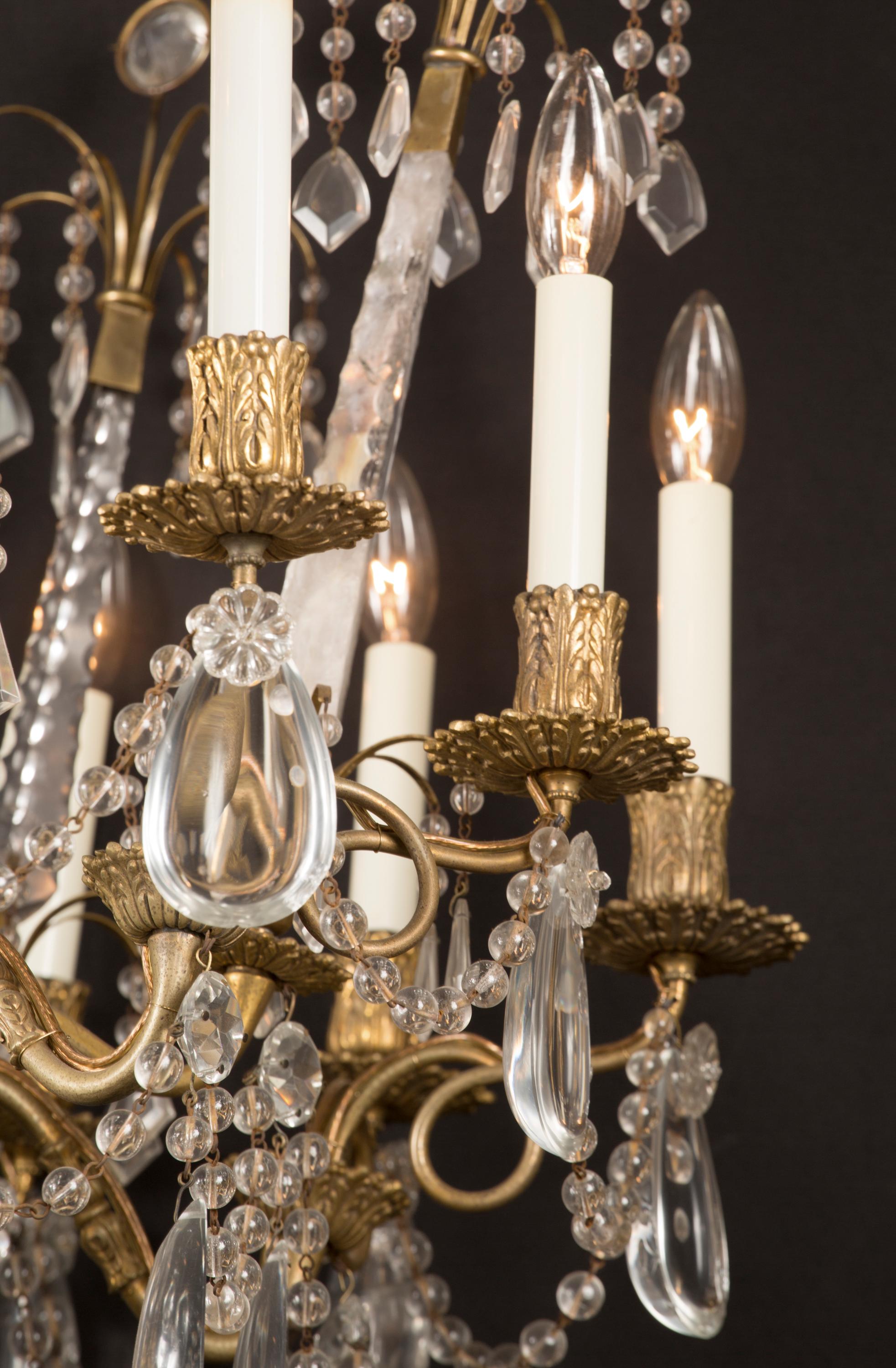 Rock Crystal and Bronze D’Ore Chandelier, Russian 19th Century For Sale 4