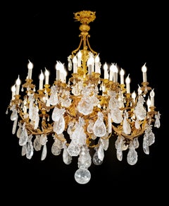 Rock Crystal And Bronze Rocaille Style Chandelier.