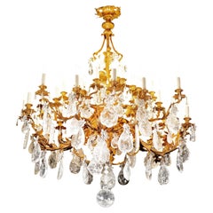 Rock Crystal And Bronze Rocaille Style Chandelier.