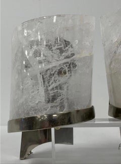 Rock Crystal and Chrome Wall Sconces, a Pair