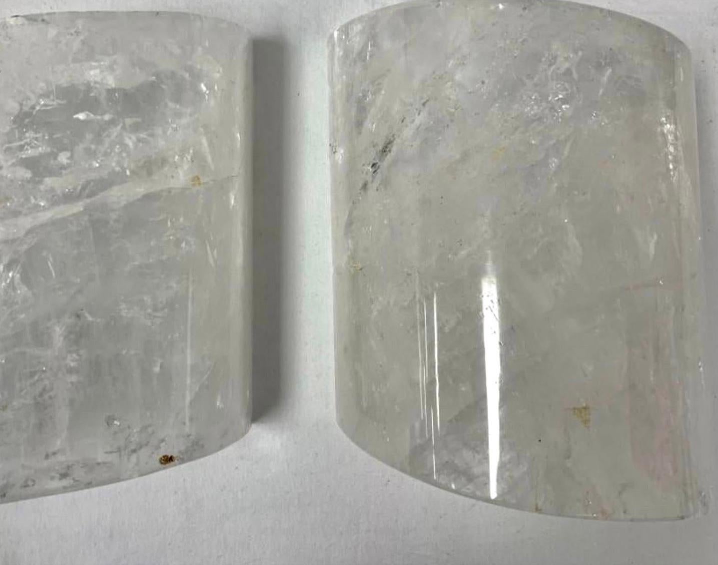 Rock Crystal and Chrome Wall Sconces, a Pair In Good Condition For Sale In Bradenton, FL