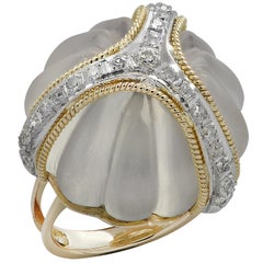 Rock Crystal and Diamond Cocktail Ring