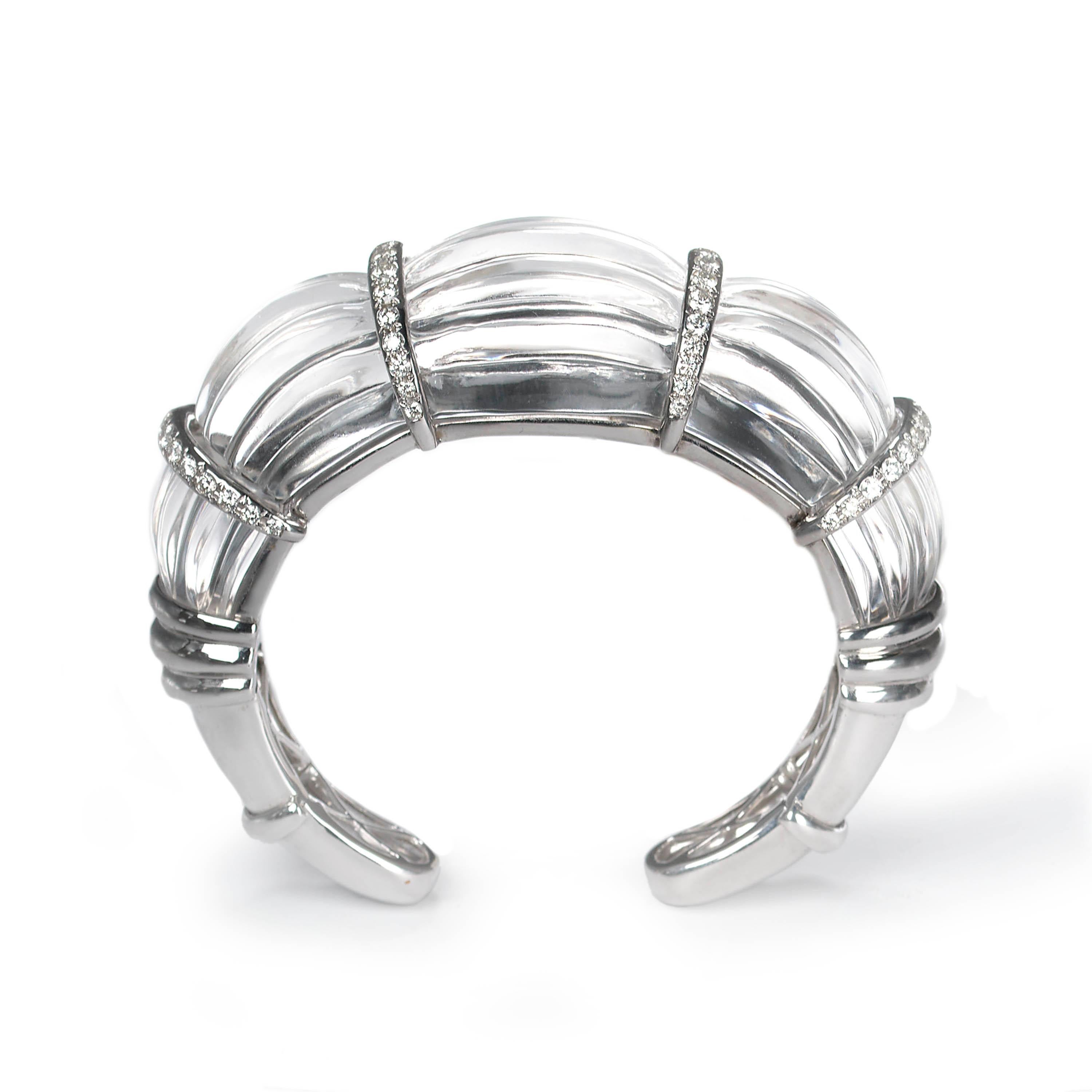 Bracelet manchette en cristal de roche et diamant, 2,50 carats Bon état - En vente à London, GB