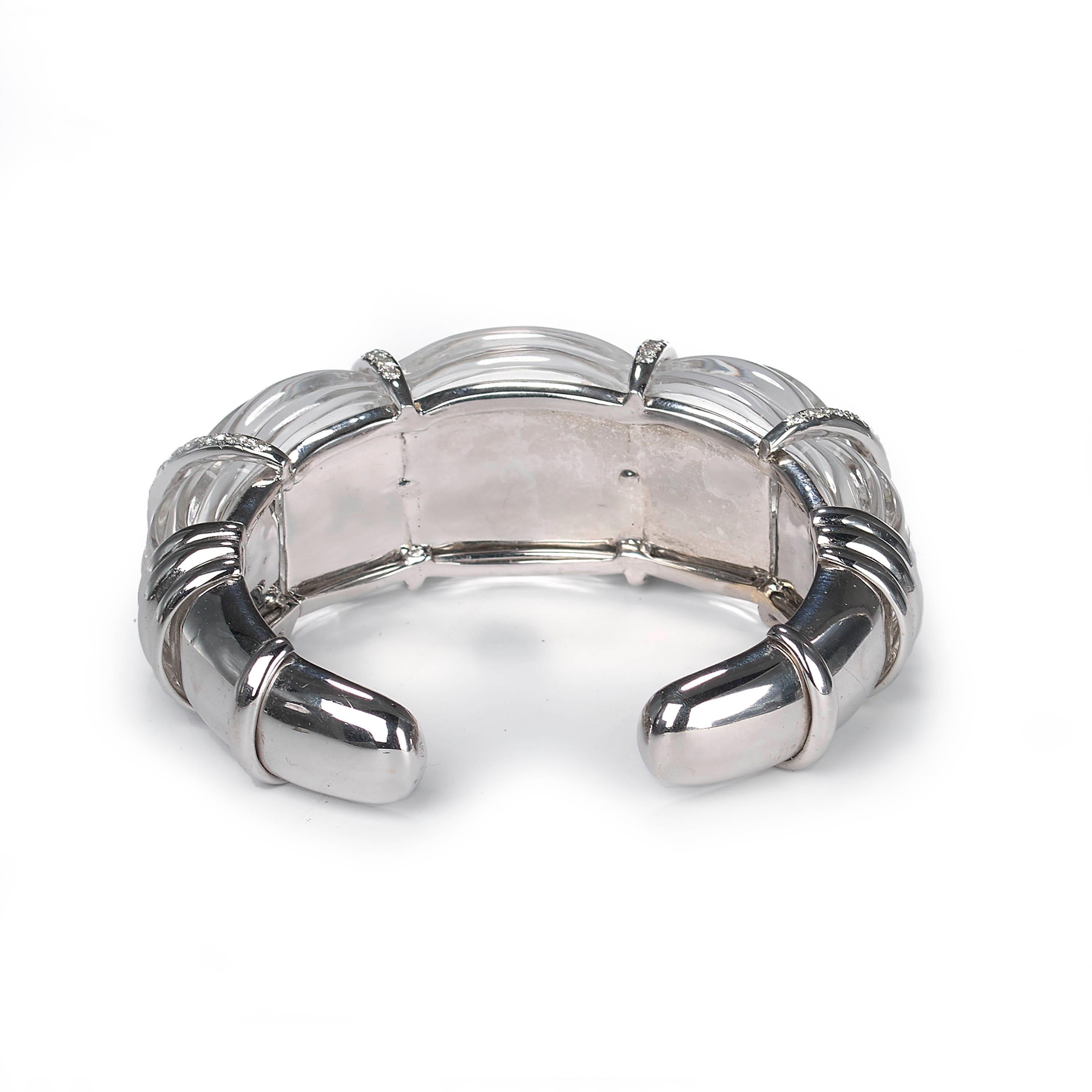 Bracelet manchette en cristal de roche et diamant, 2,50 carats Pour femmes en vente