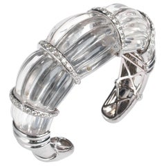 Bracelet manchette en cristal de roche et diamant, 2,50 carats