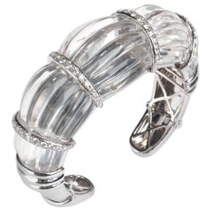 Rock Crystal and Diamond Cuff Bangle, 2.50 Carats