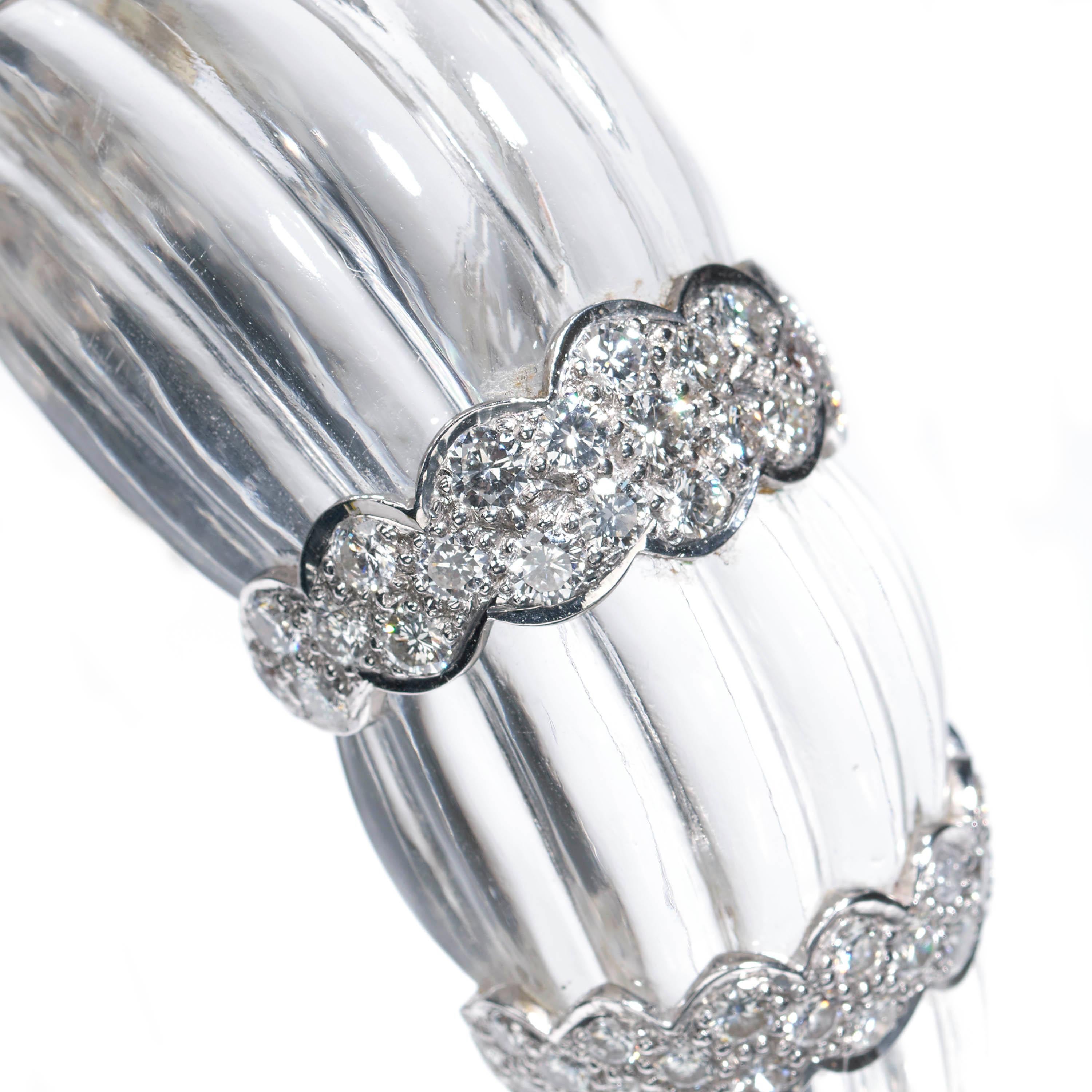 Bracelet manchette en cristal de roche et diamants, 7,00 carats Bon état - En vente à London, GB