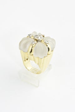 Rock Crystal and Diamond Gold Present Cocktail Ring
