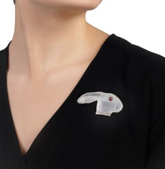 Rock Crystal and Diamond Rabbit Brooch