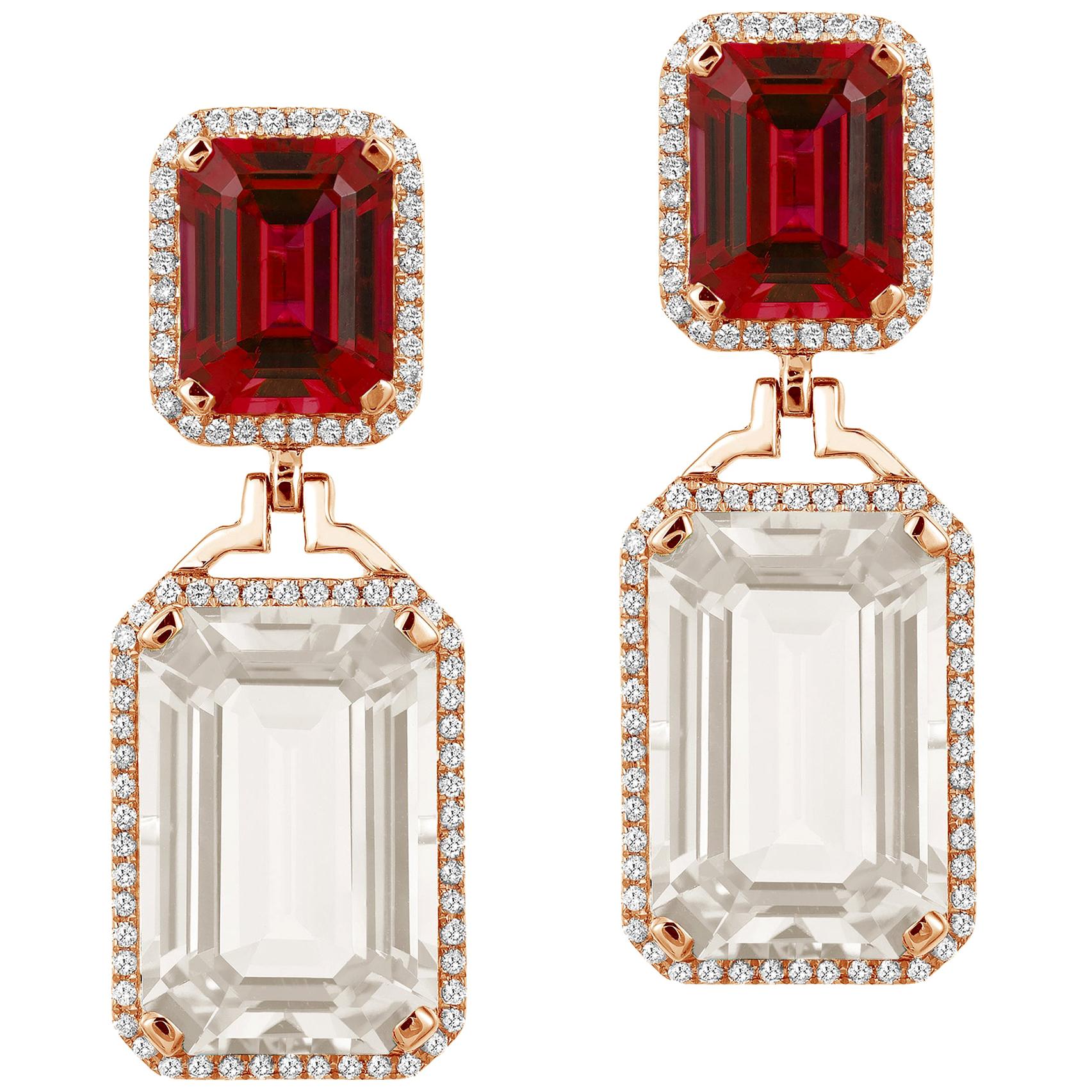 Goshwara Emerald Cut Rock Crystal And Diamond Earrings For Sale at 1stDibs