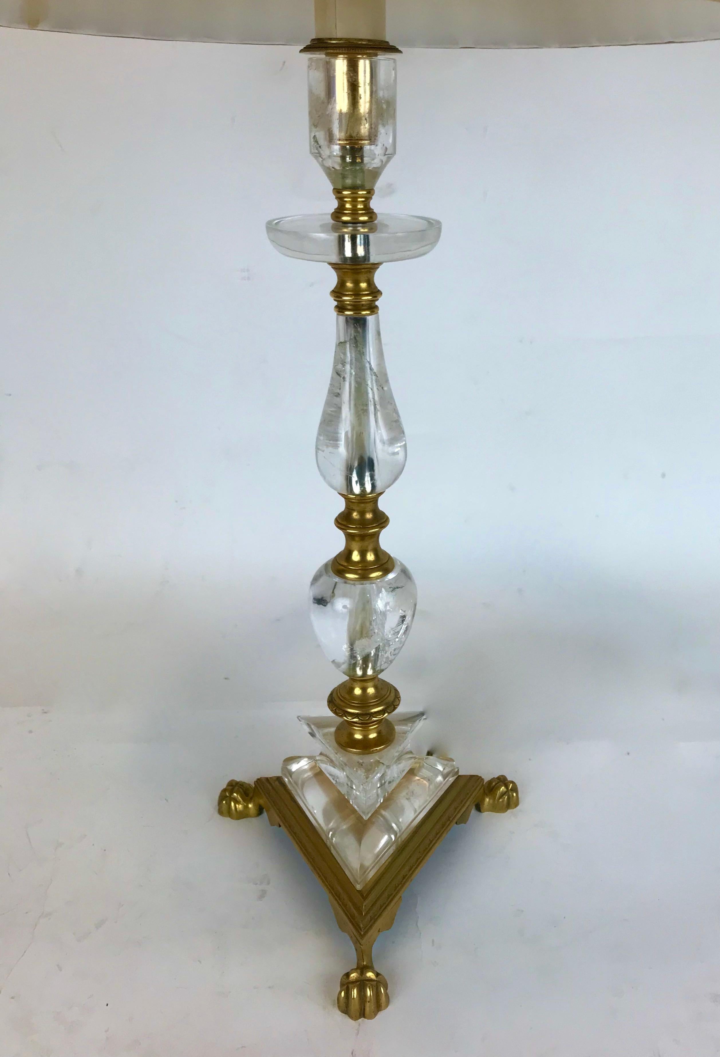 Rock Crystal and Gilt Bronze Pricket Form Lamp Attributed to F. F. Caldwell For Sale 5