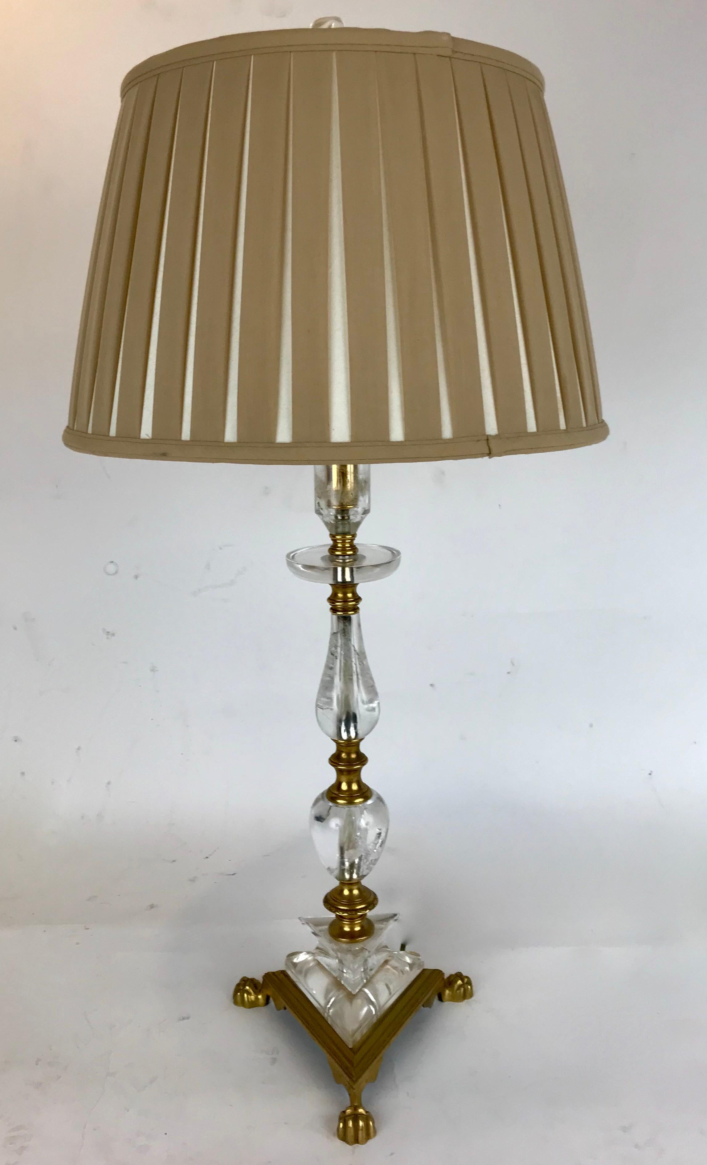 Rock Crystal and Gilt Bronze Pricket Form Lamp Attributed to F. F. Caldwell For Sale 6