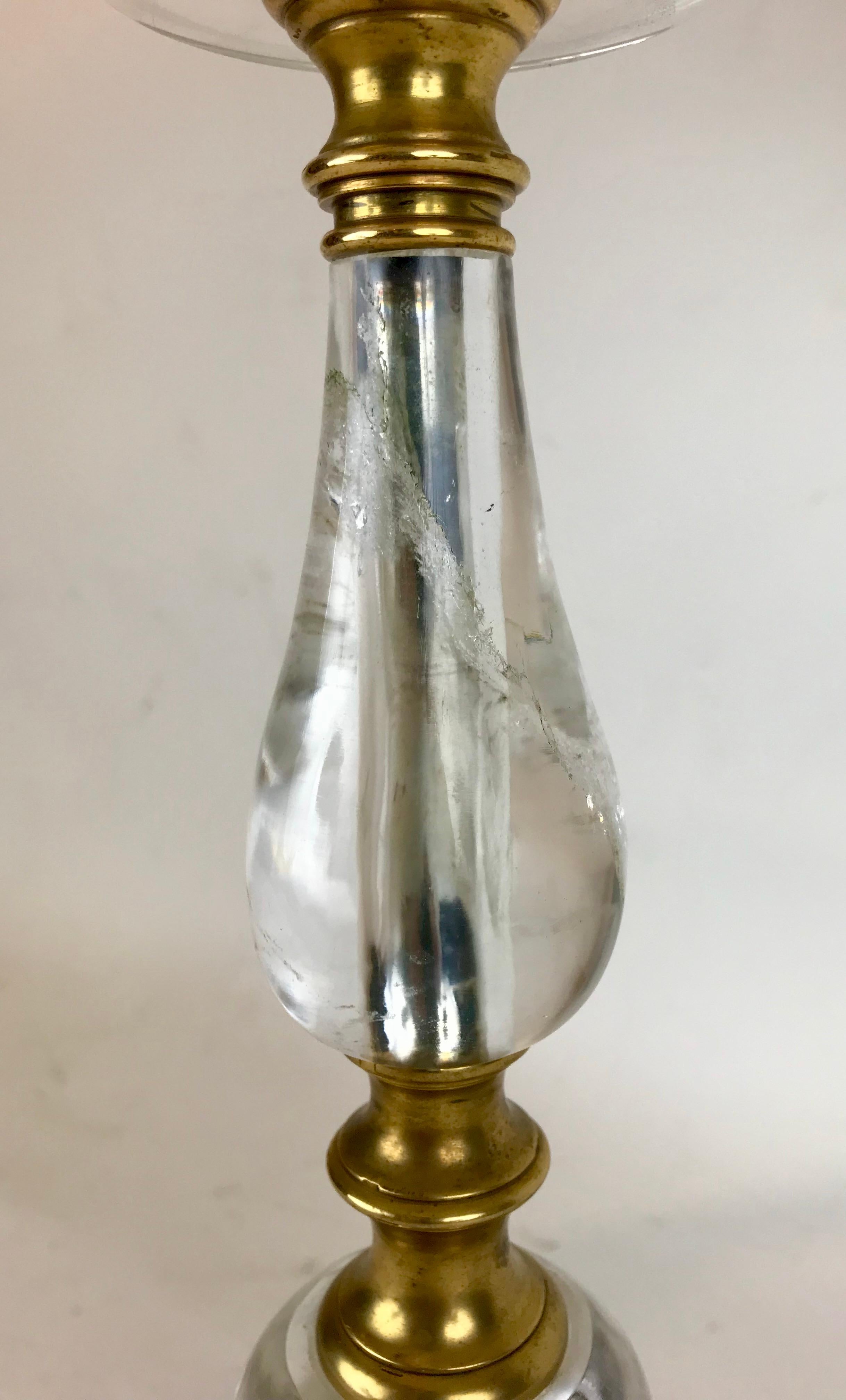 Lampe in Pricket-Form aus Bergkristall und vergoldeter Bronze, F. Caldwell zugeschrieben im Angebot 7