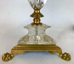 Lampada a forma di grillo in cristallo di rocca e bronzo dorato attribuita a F. F. Caldwell