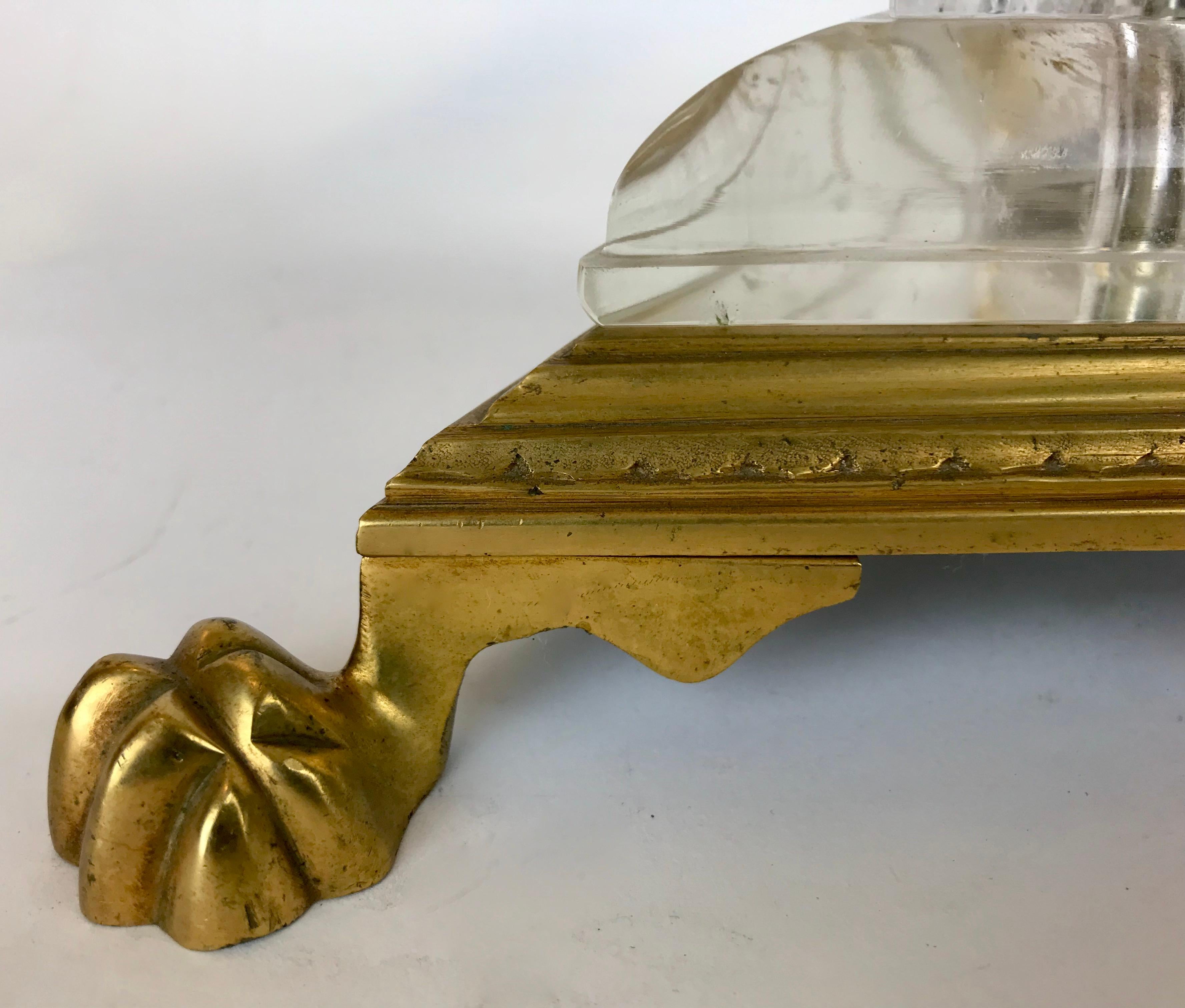 Rock Crystal and Gilt Bronze Pricket Form Lamp Attributed to F. F. Caldwell For Sale 1