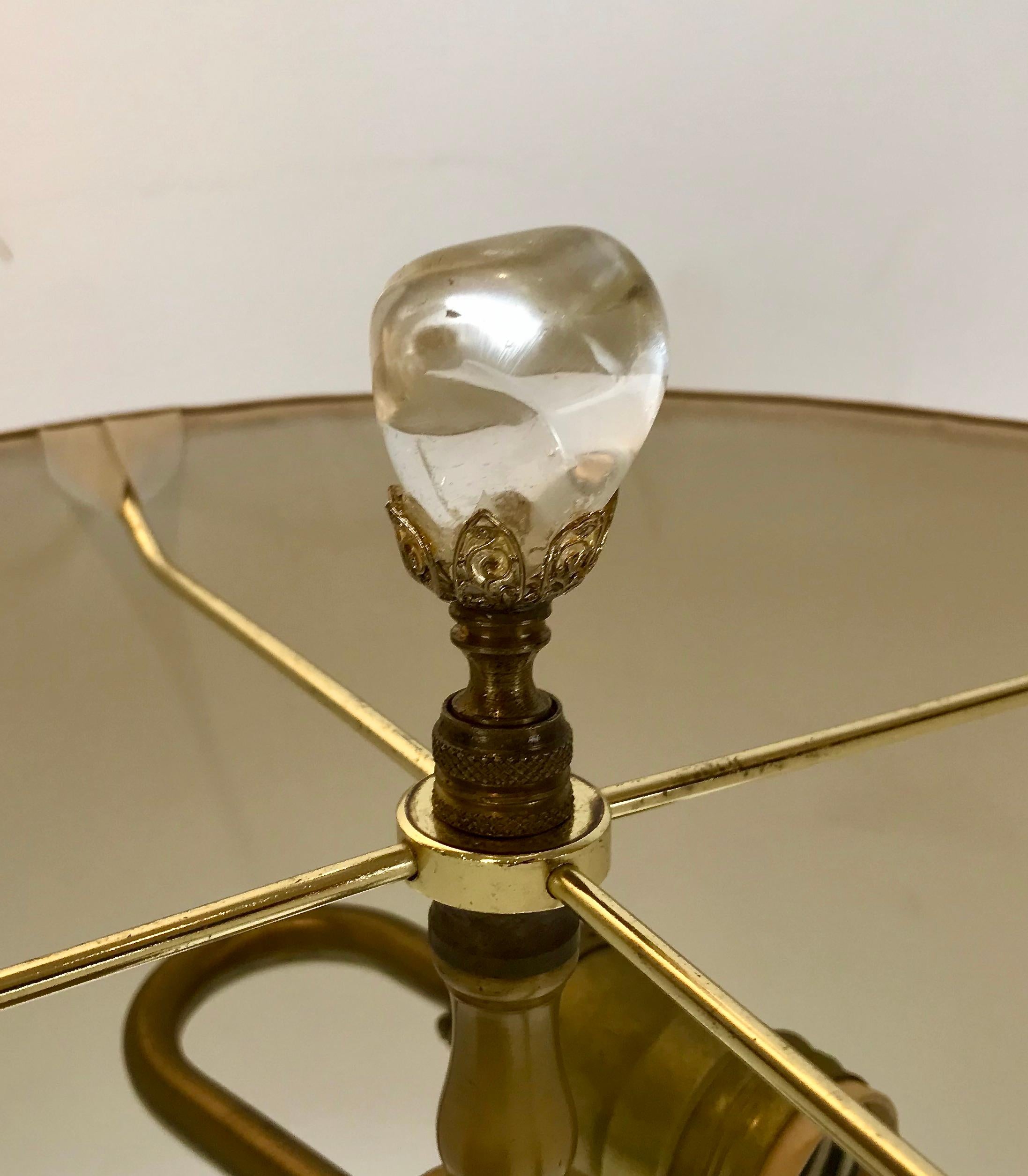 Lampe in Pricket-Form aus Bergkristall und vergoldeter Bronze, F. Caldwell zugeschrieben im Angebot 3