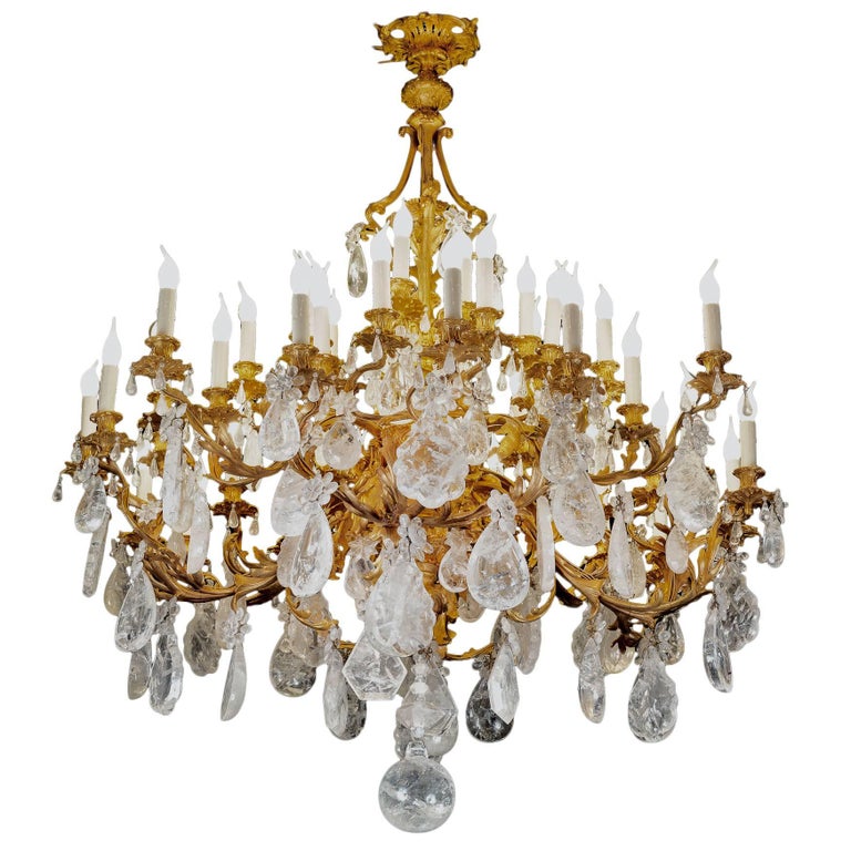Rock Crystal Rococo Chandelier For Sale at 1stDibs