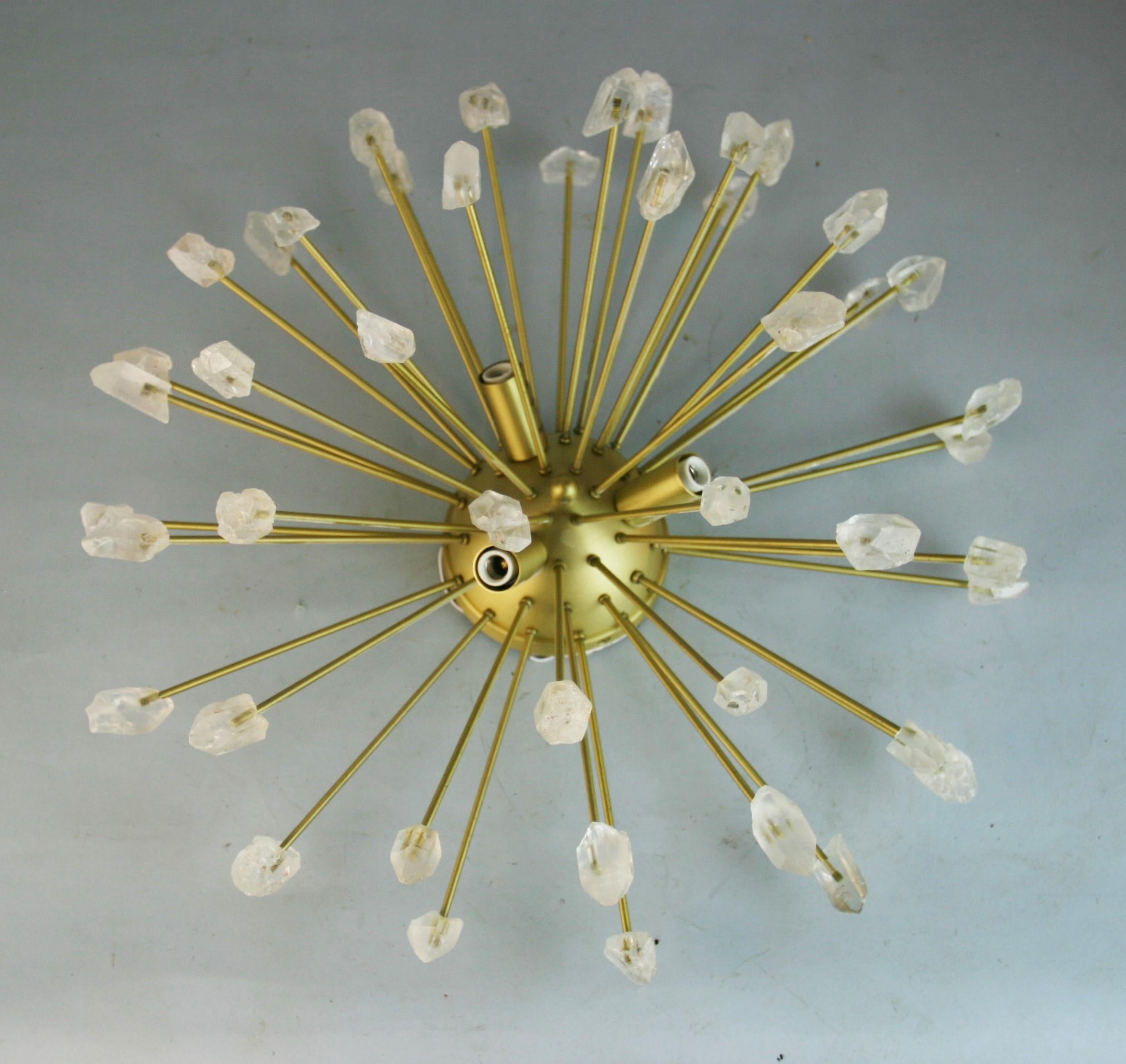 Late 20th Century Rock Crystal and Gilt Metal Flush Mount For Sale
