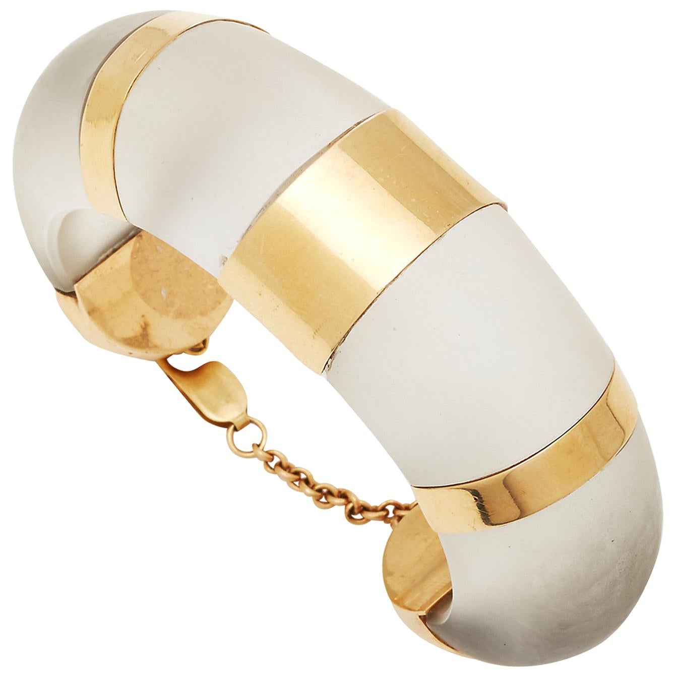 Bracelet en cristal de roche et or en vente
