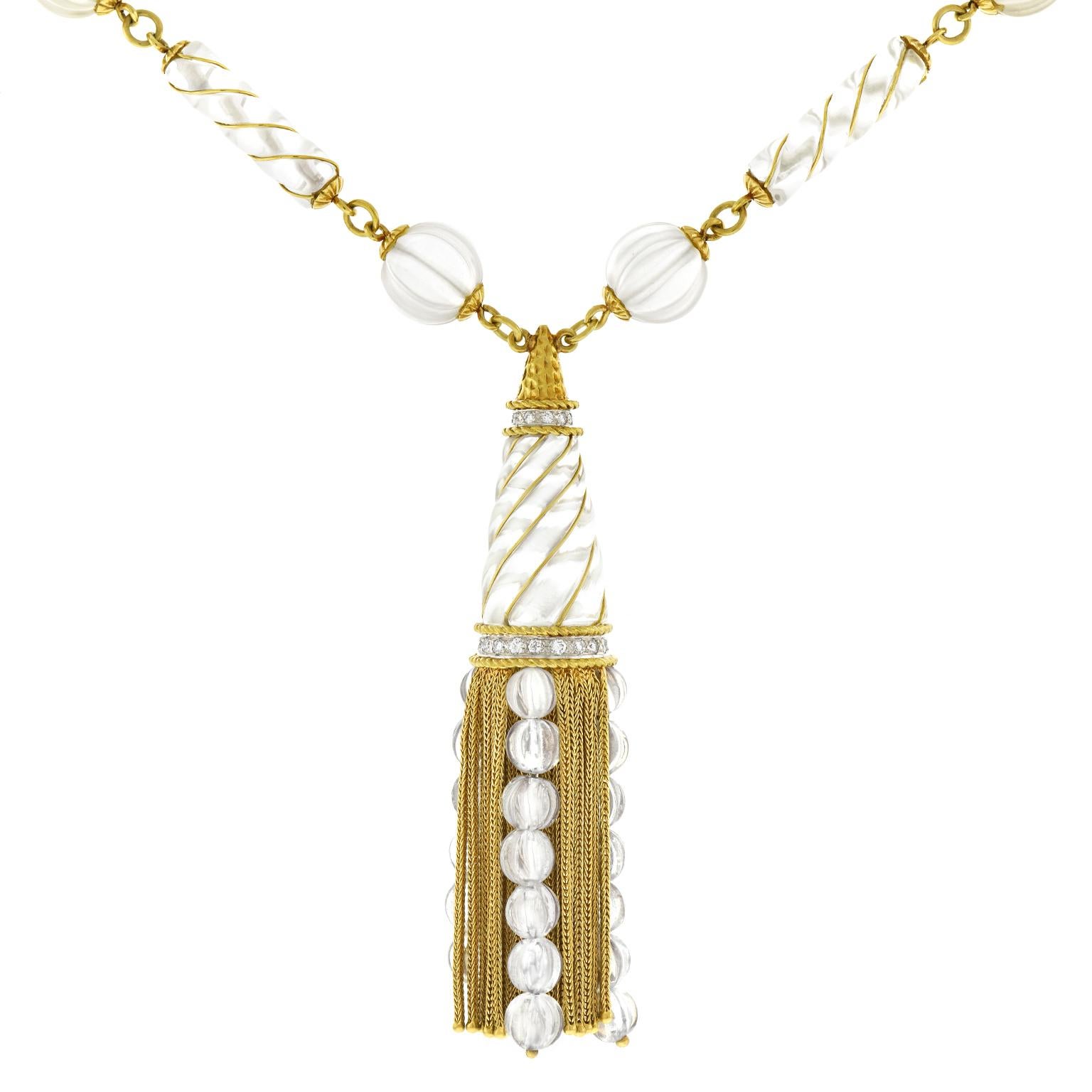 Rock Crystal and Gold Tassel Necklace 2