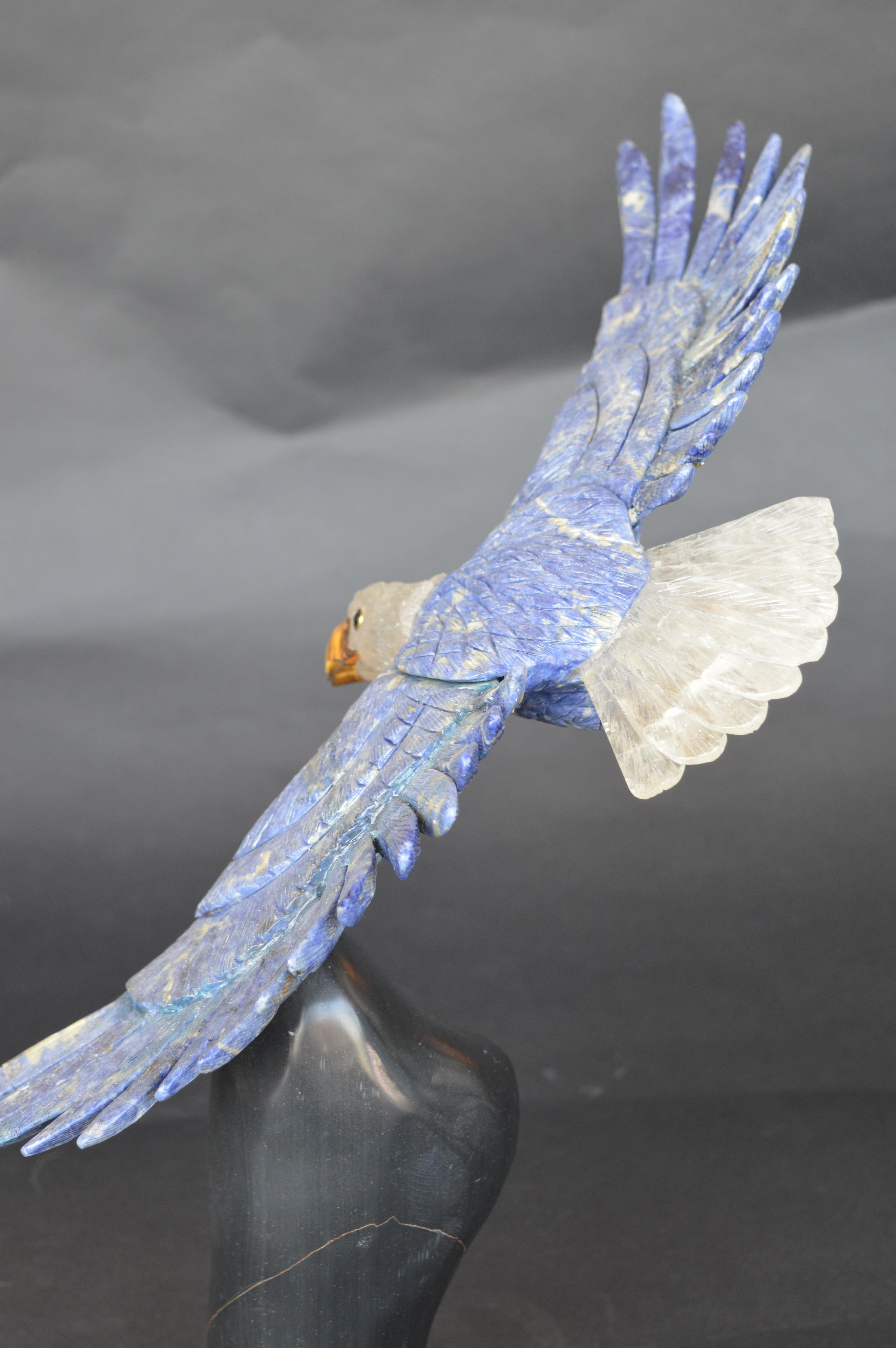 Rock Crystal and Lapis Eagle In Good Condition In Los Angeles, CA