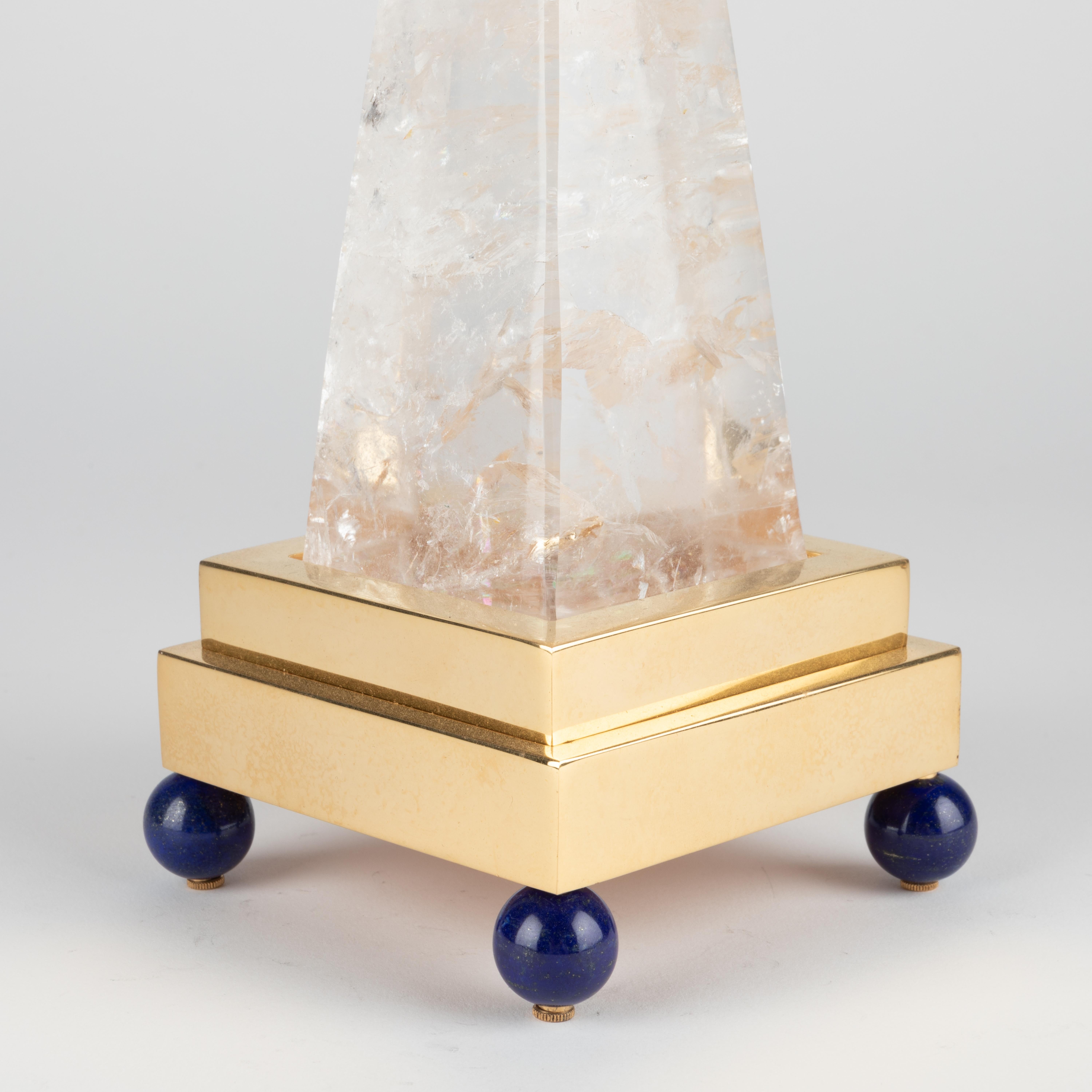 Rock Crystal and Lapis Lazuli Aiko II Lamps by Alexandre Vossion For Sale 4