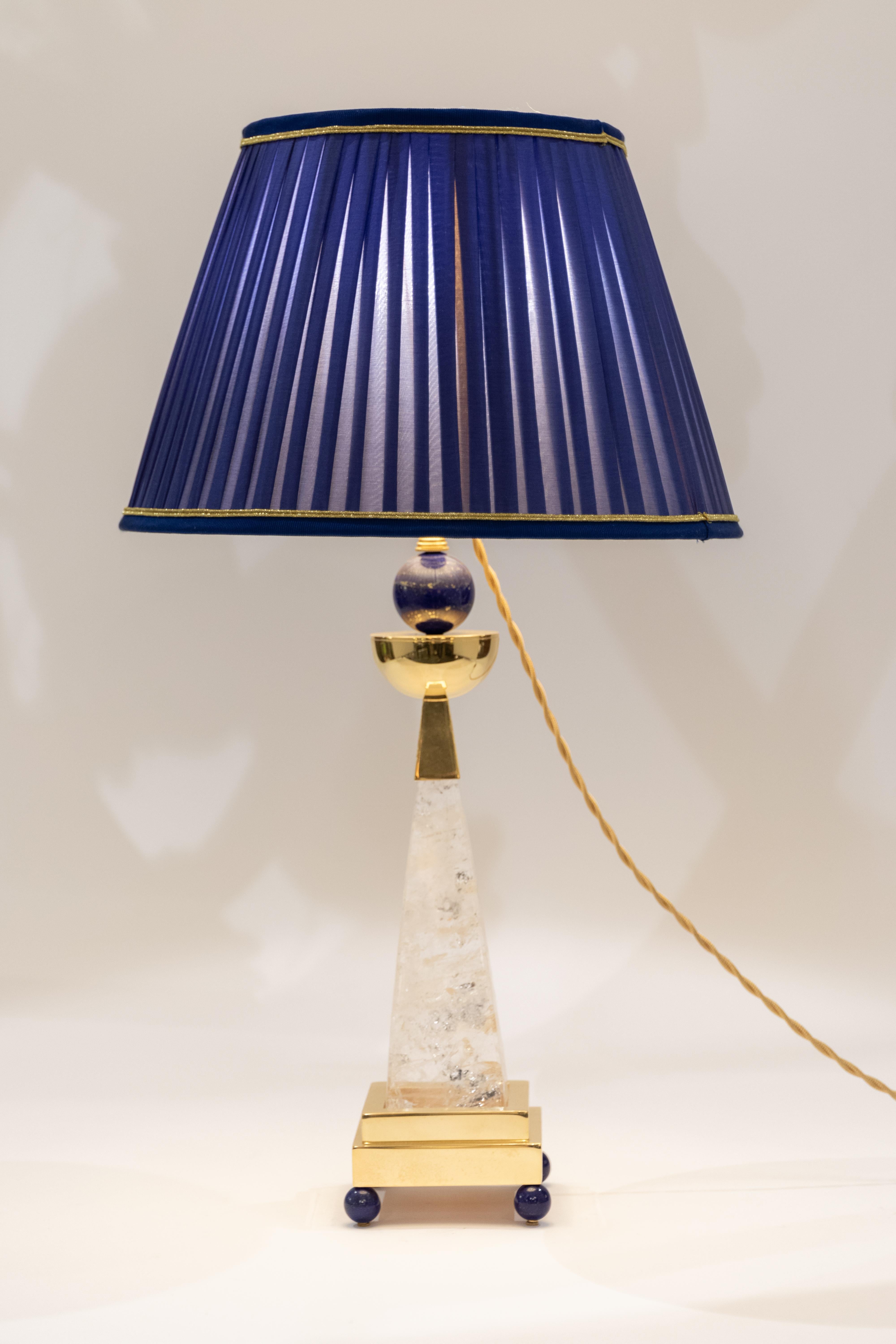 Modern Rock Crystal and Lapis Lazuli Aiko II Lamps by Alexandre Vossion For Sale