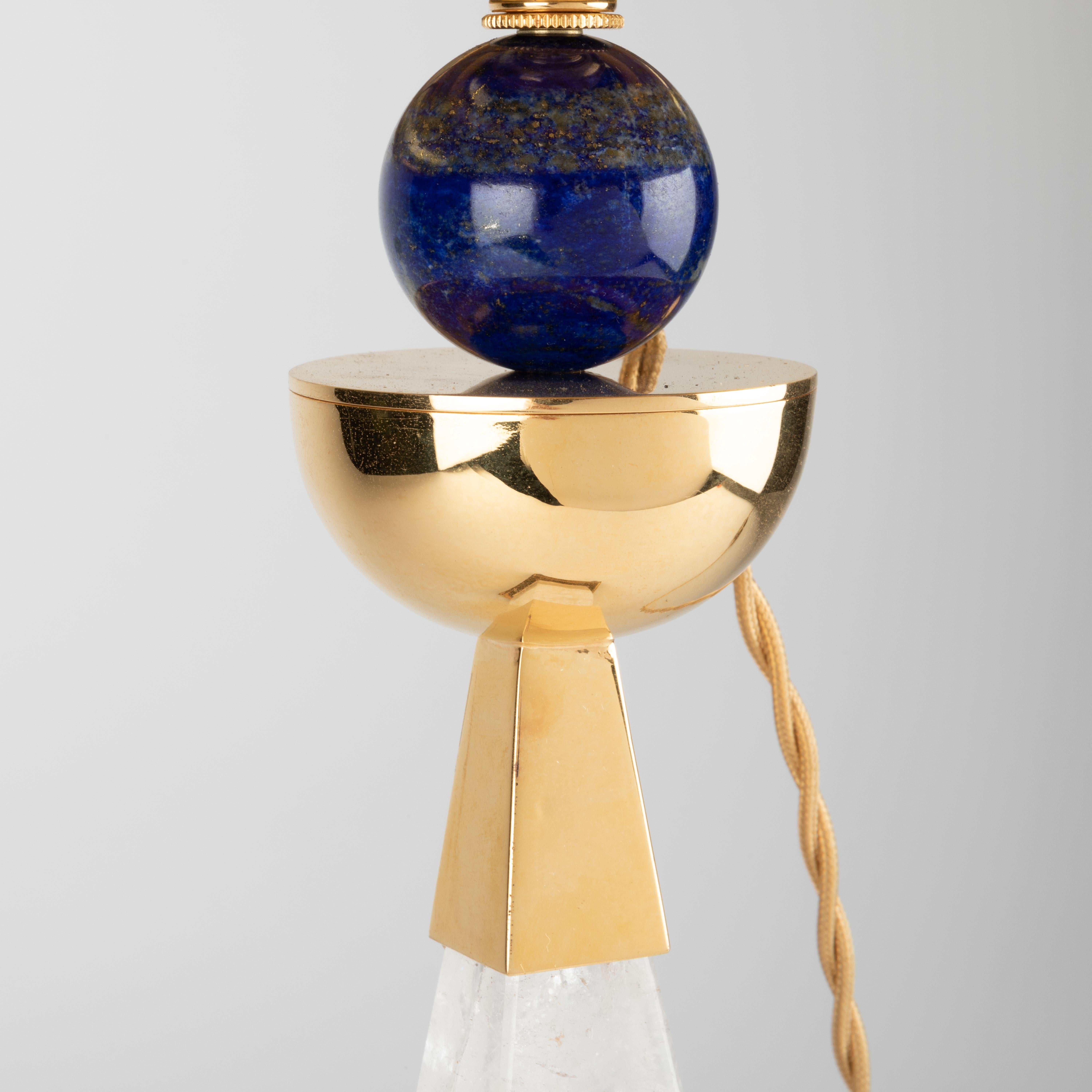 Rock Crystal and Lapis Lazuli Aiko II Lamps by Alexandre Vossion In New Condition For Sale In SAINT-OUEN, FR