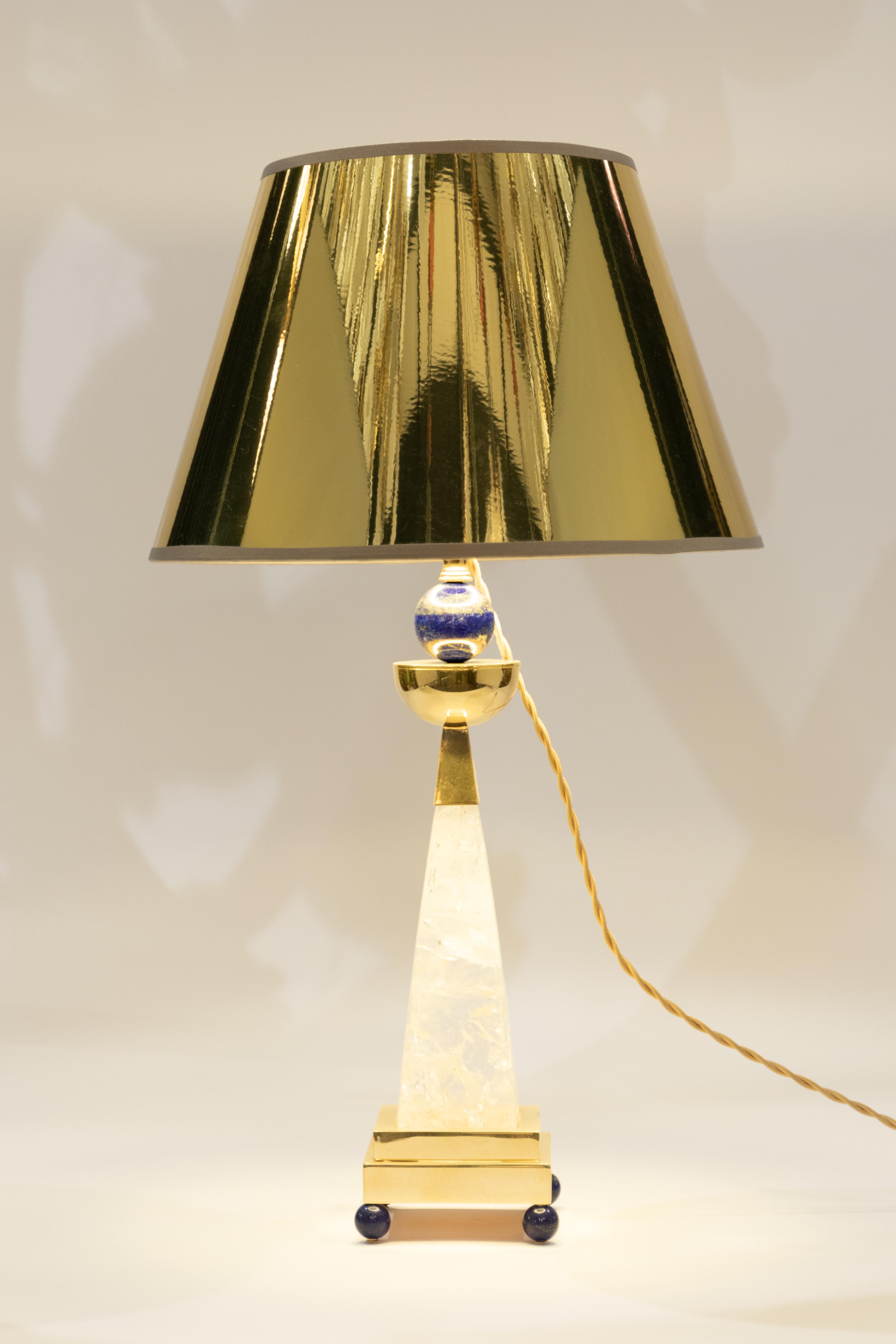 Rock Crystal and Lapis Lazuli Aiko II Lamps by Alexandre Vossion For Sale 1