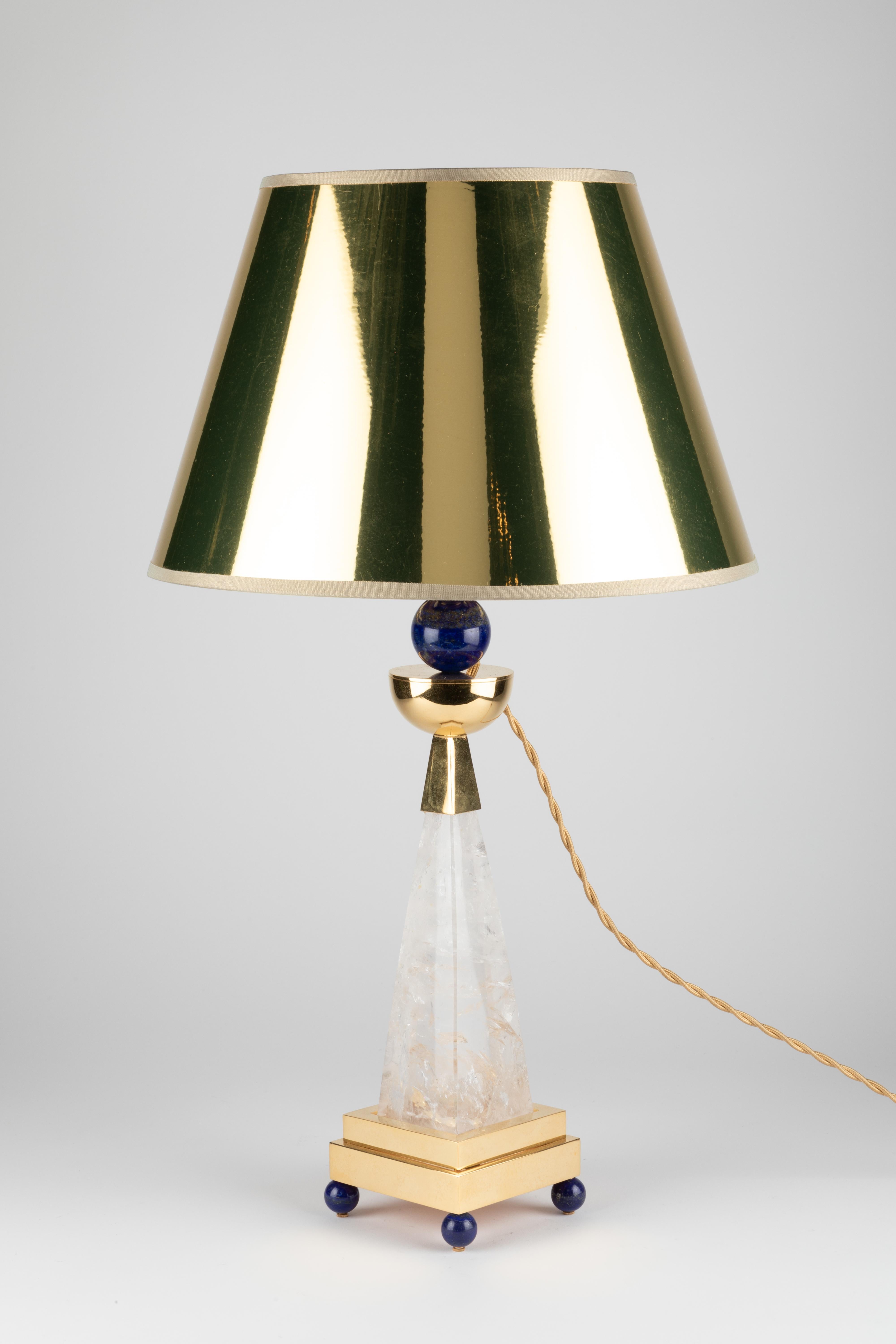 Rock Crystal and Lapis Lazuli Aiko II Lamps by Alexandre Vossion For Sale 2