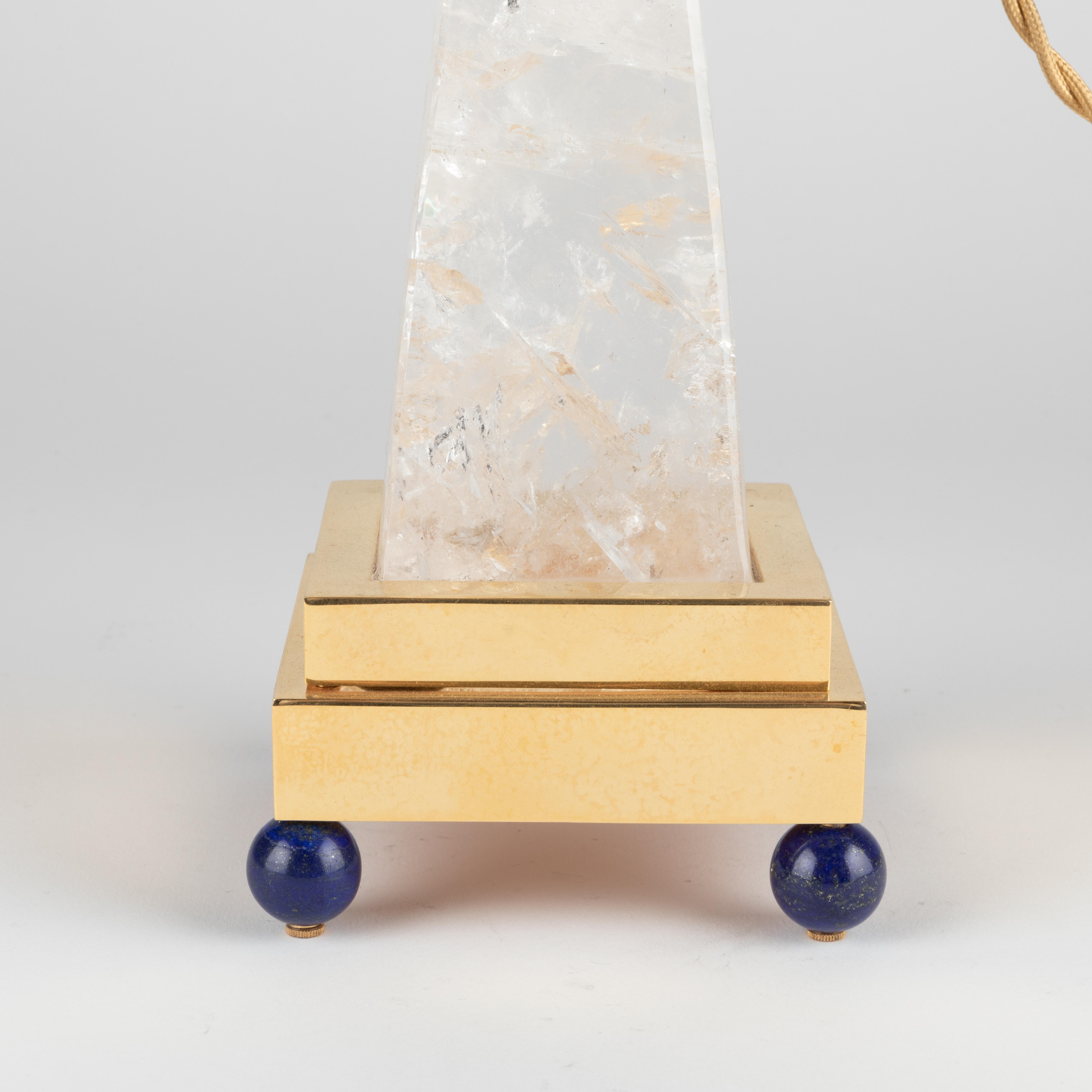 Rock Crystal and Lapis Lazuli Aiko II Model Lamps by Alexandre Vossion For Sale 1