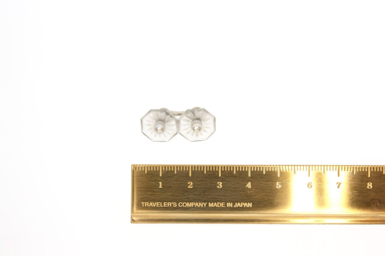 Men's Rock Crystal and Natural Pearl Platinum Cufflinks, circa 1925 For Sale