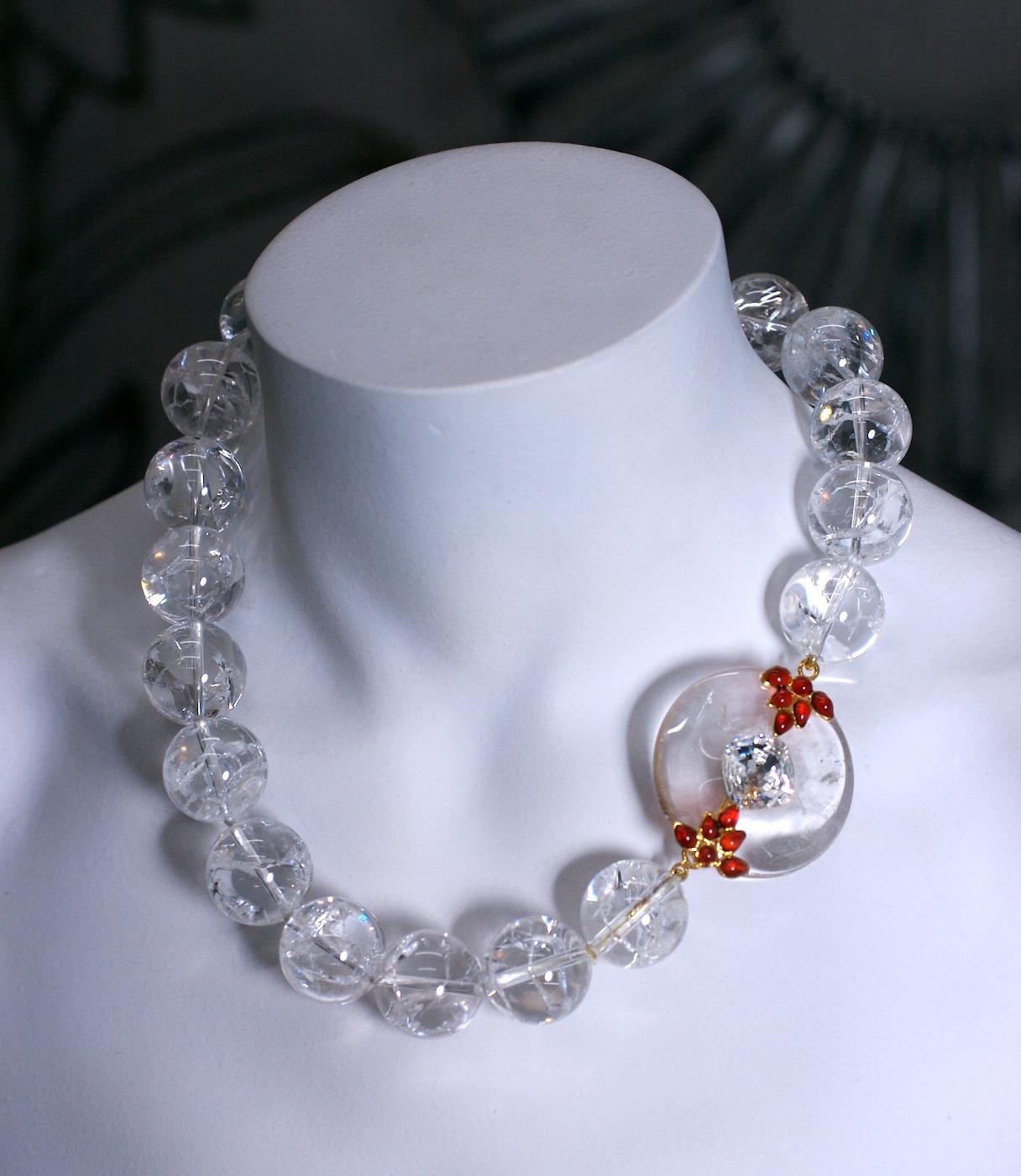 Collana di cristalli di rocca e perle di vetro colato, MWLC In condizioni Nuovo in vendita a New York, NY