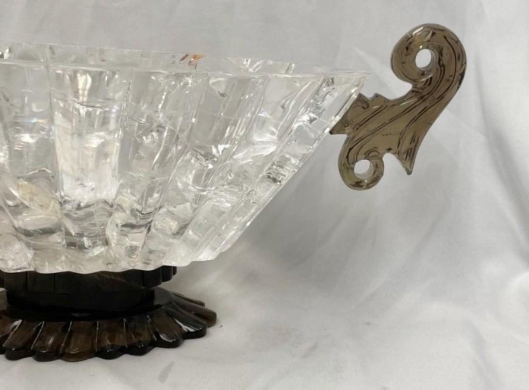 Rock Crystal and Smokey Scalloped bowl Center Piece For Sale 4