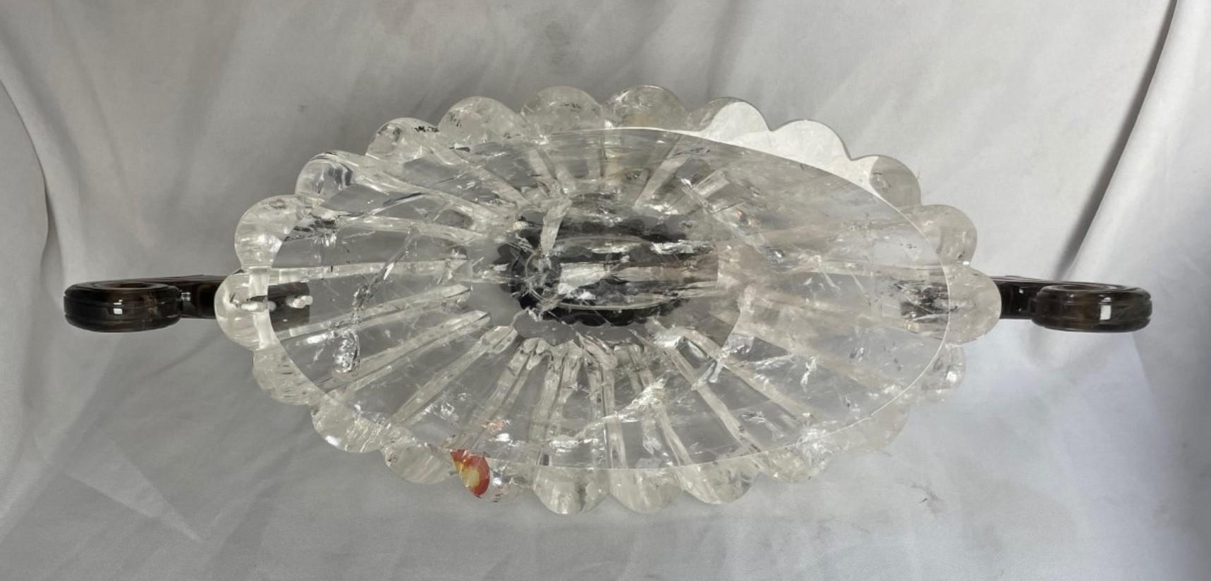 Rock Crystal and Smokey Scalloped bowl Center Piece For Sale 6