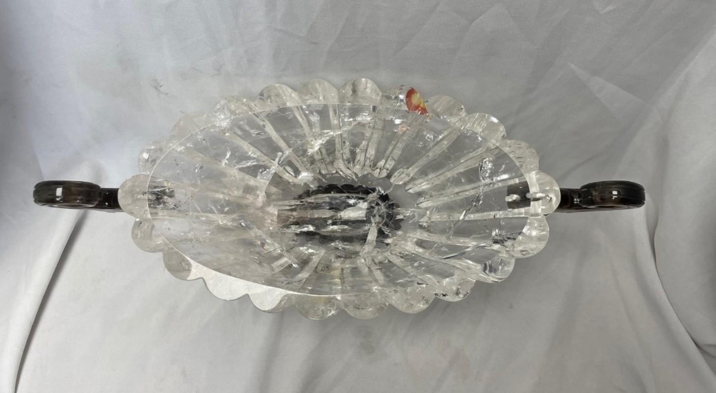 Rock Crystal and Smokey Scalloped bowl Center Piece For Sale 2
