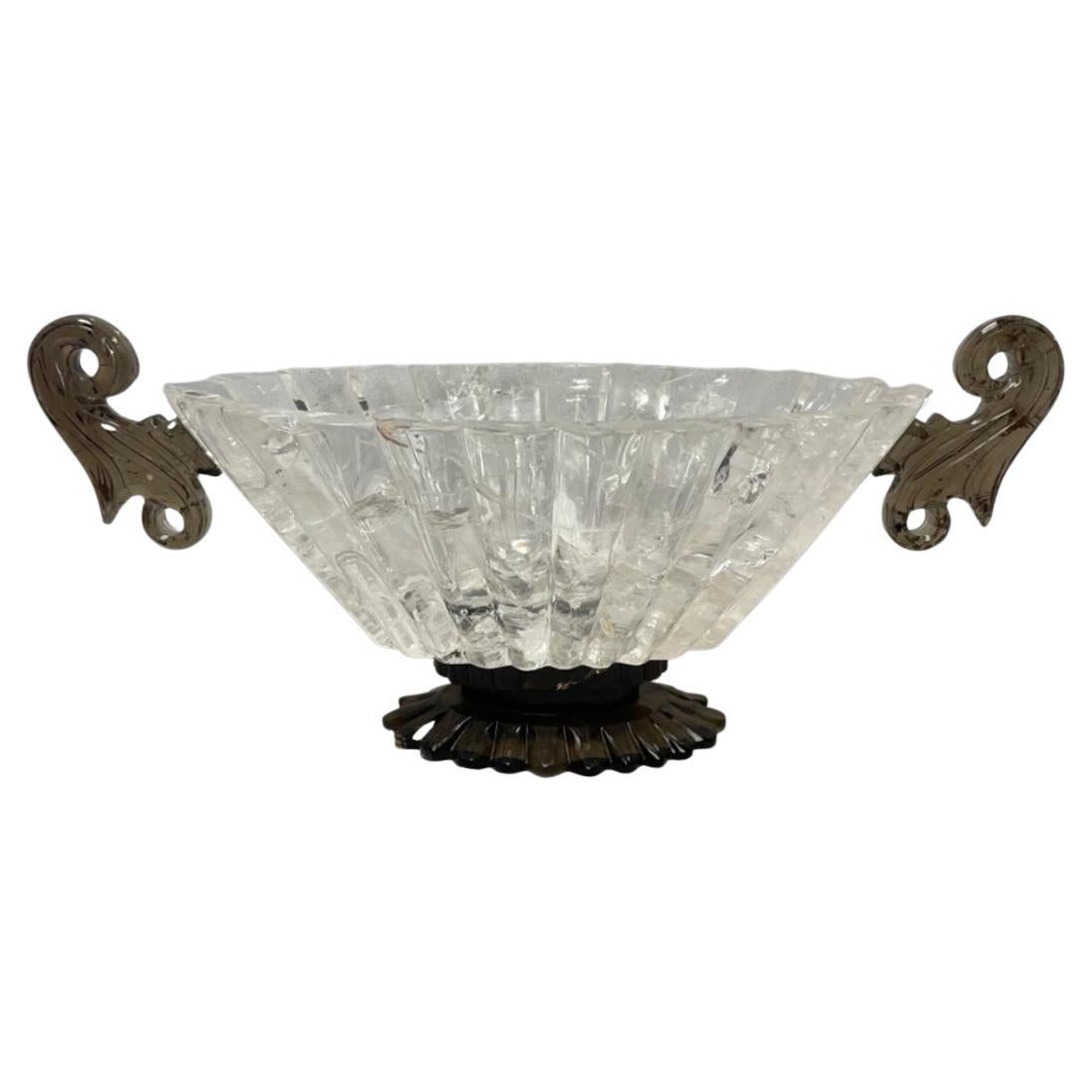 Rock Crystal and Smokey Scalloped bowl Center Piece